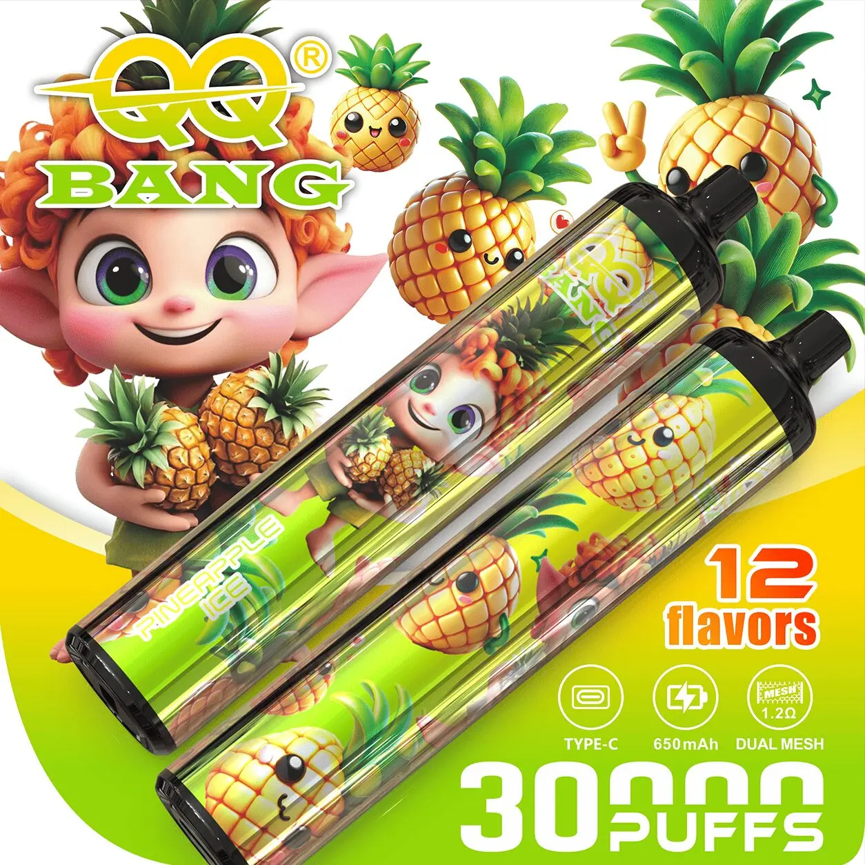 QQ Bang 30000 30K Puffs Original Disposable Vape Pen Type-C Rechargeable E-Cigarette 