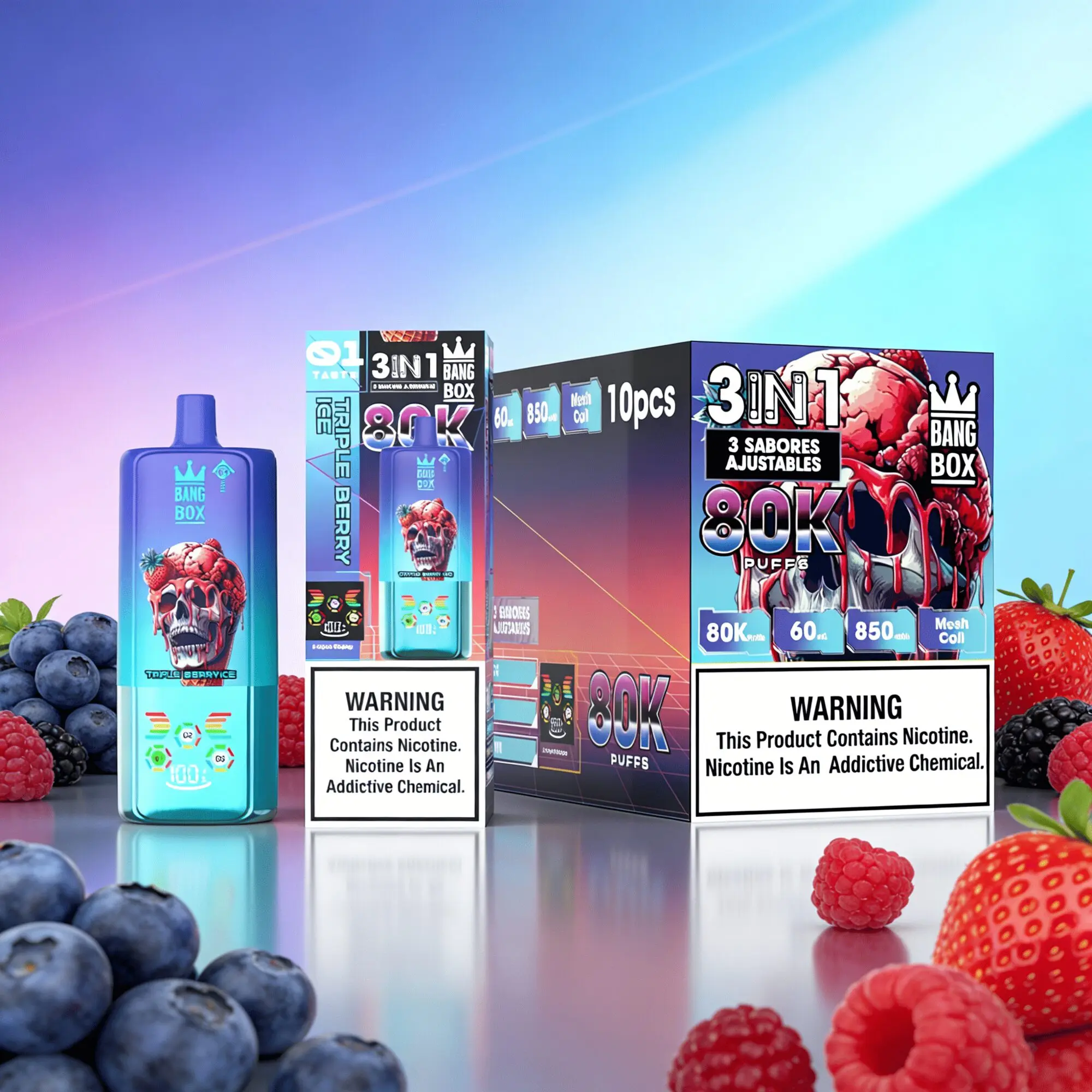 Bang Box 80000 80K Puffs 3 In 1 Flavors Original Rechargeable LED Display Disposable Vape 