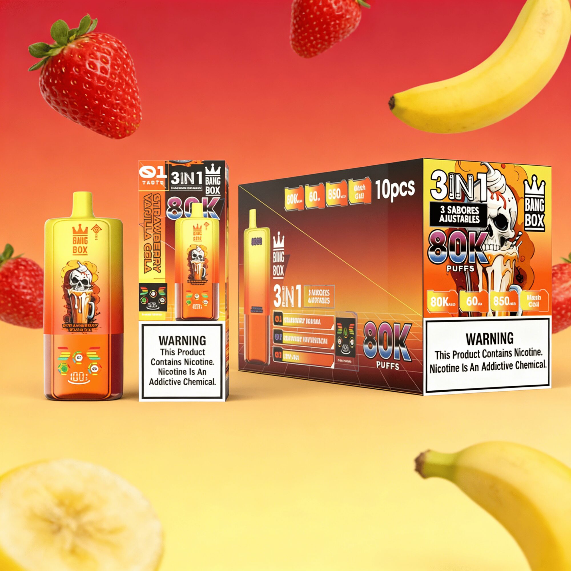 Bang Box 80000 80K Puffs 3 In 1 Flavors Original Rechargeable LED Display Disposable Vape 