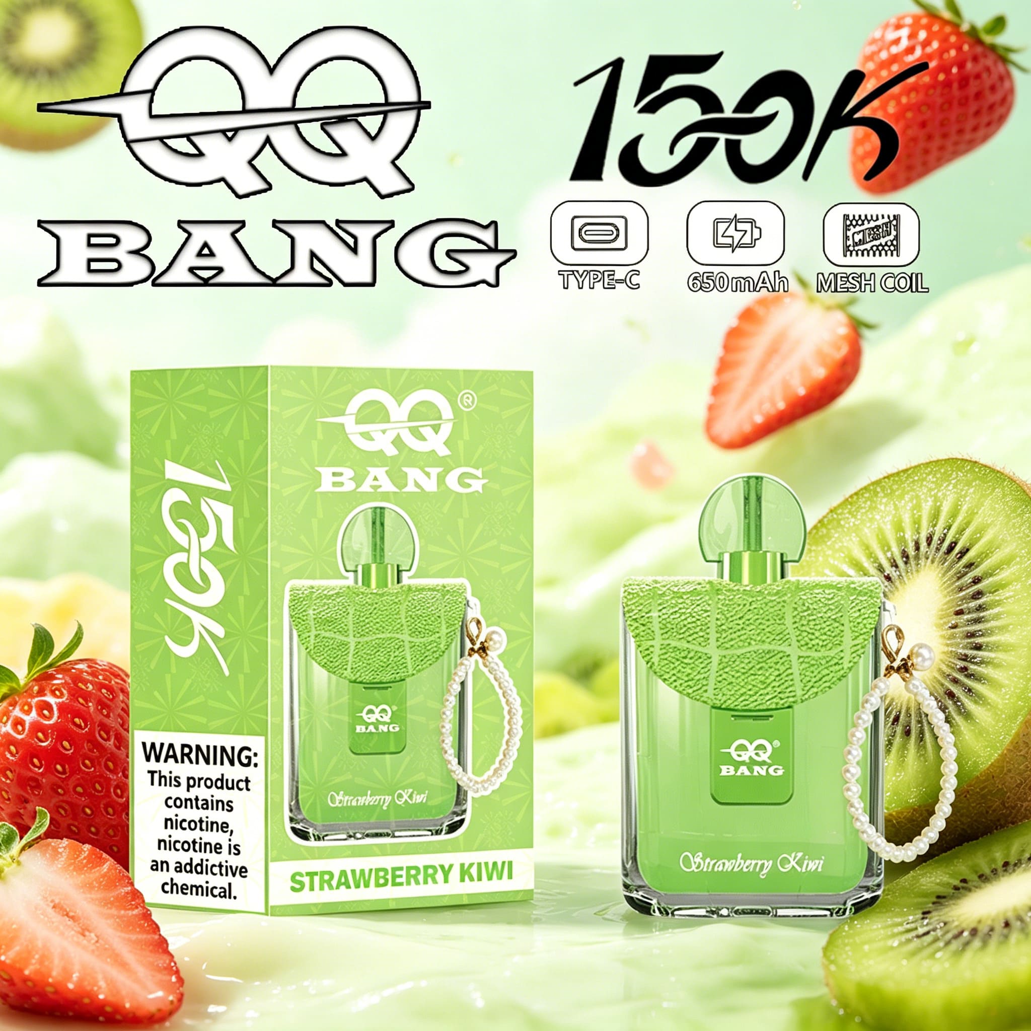 QQ Bang 150K Disposable Vape|Type-C Rechargeable Portable E-Cigarette 