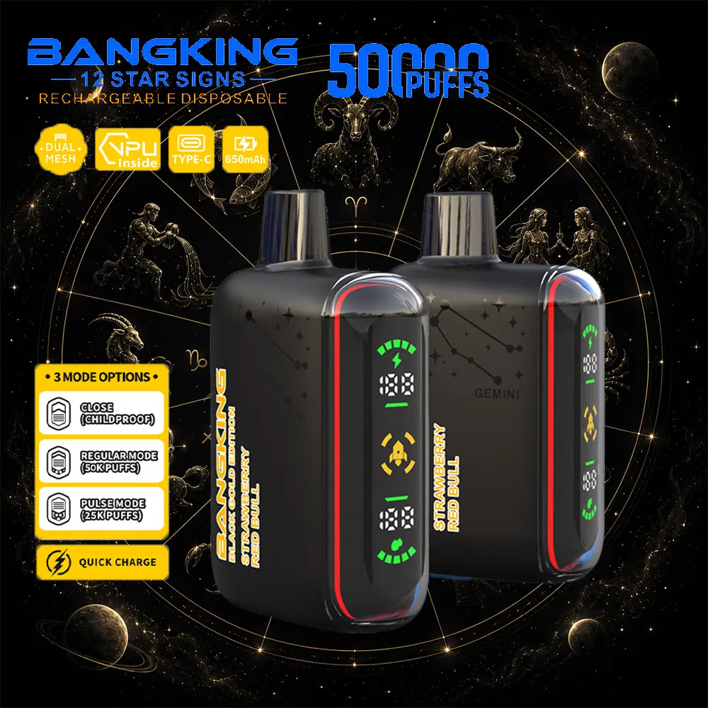Bang King 12 Star Signs 50K 50000 Puffs Dual Mesh LED Display Disposable Vape 