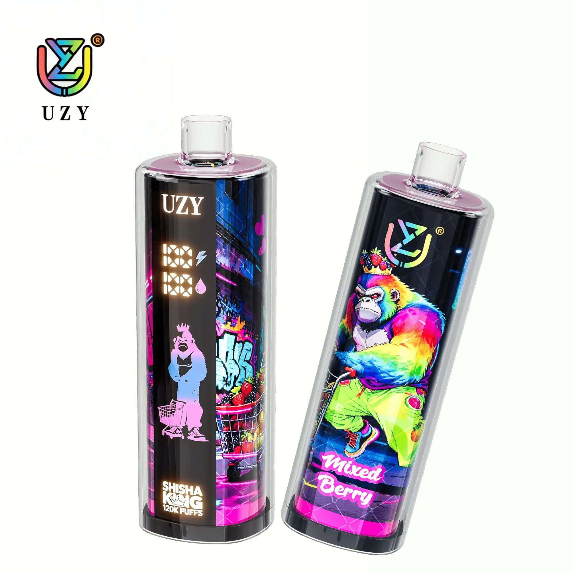 UZY Shisha Hookah King 120000 120K Puffs Smart Screen Original LED Display Disposable DTL Vape Pen 
