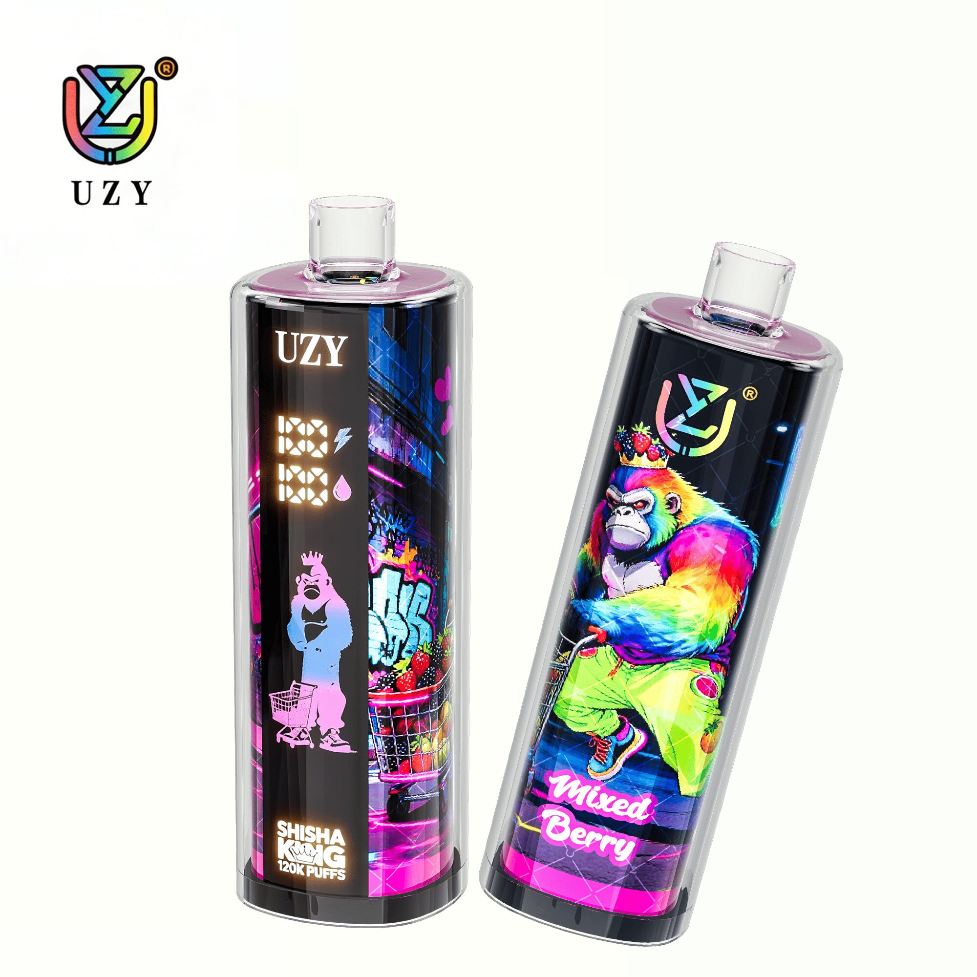 UZY Shisha Hookah King 120000 120K Puffs Smart Screen Original LED Display Disposable DTL Vape Pen 