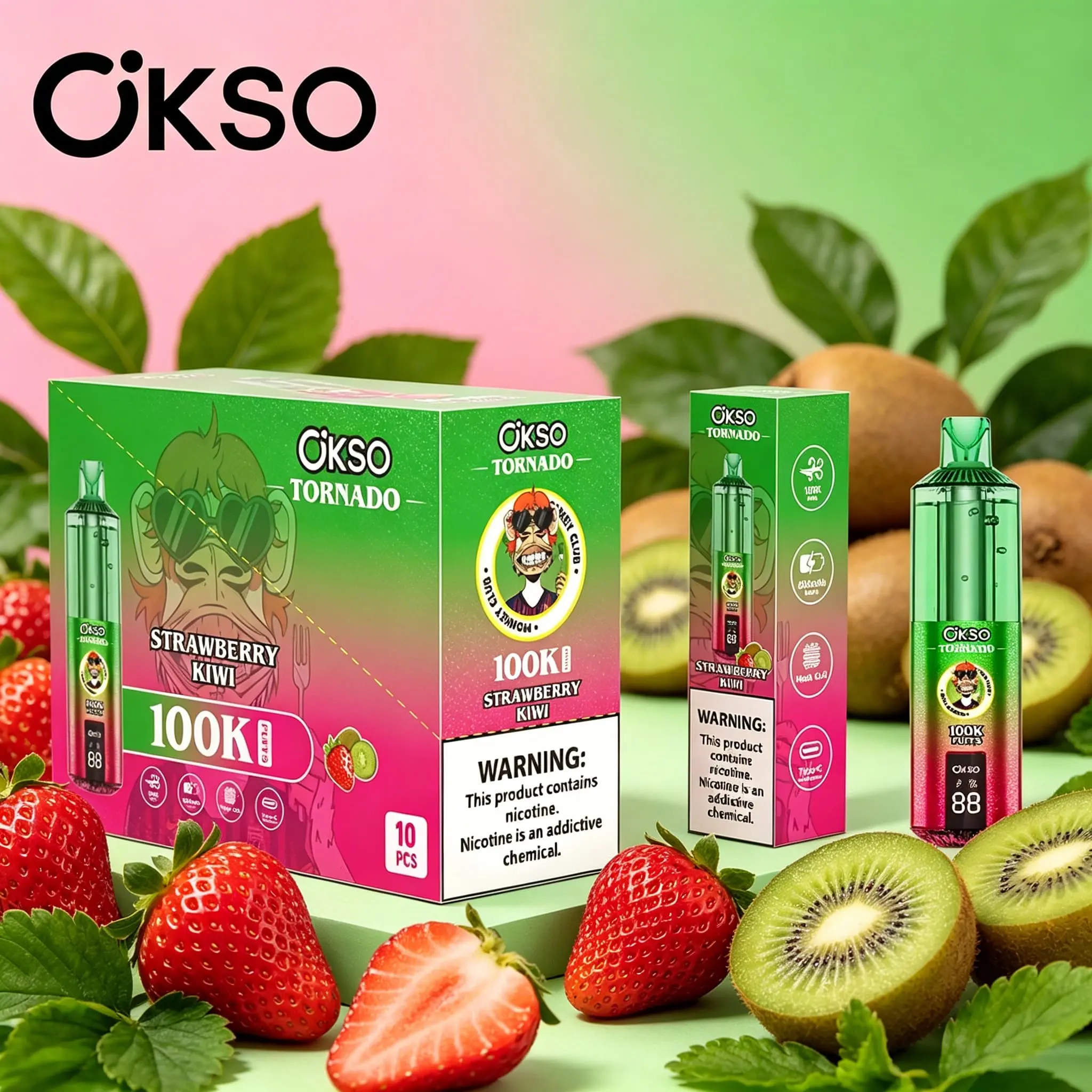 OKSO Tornado 100K 100000 Puffs RGB LED Rechargeable Original Visual Oil Vape 