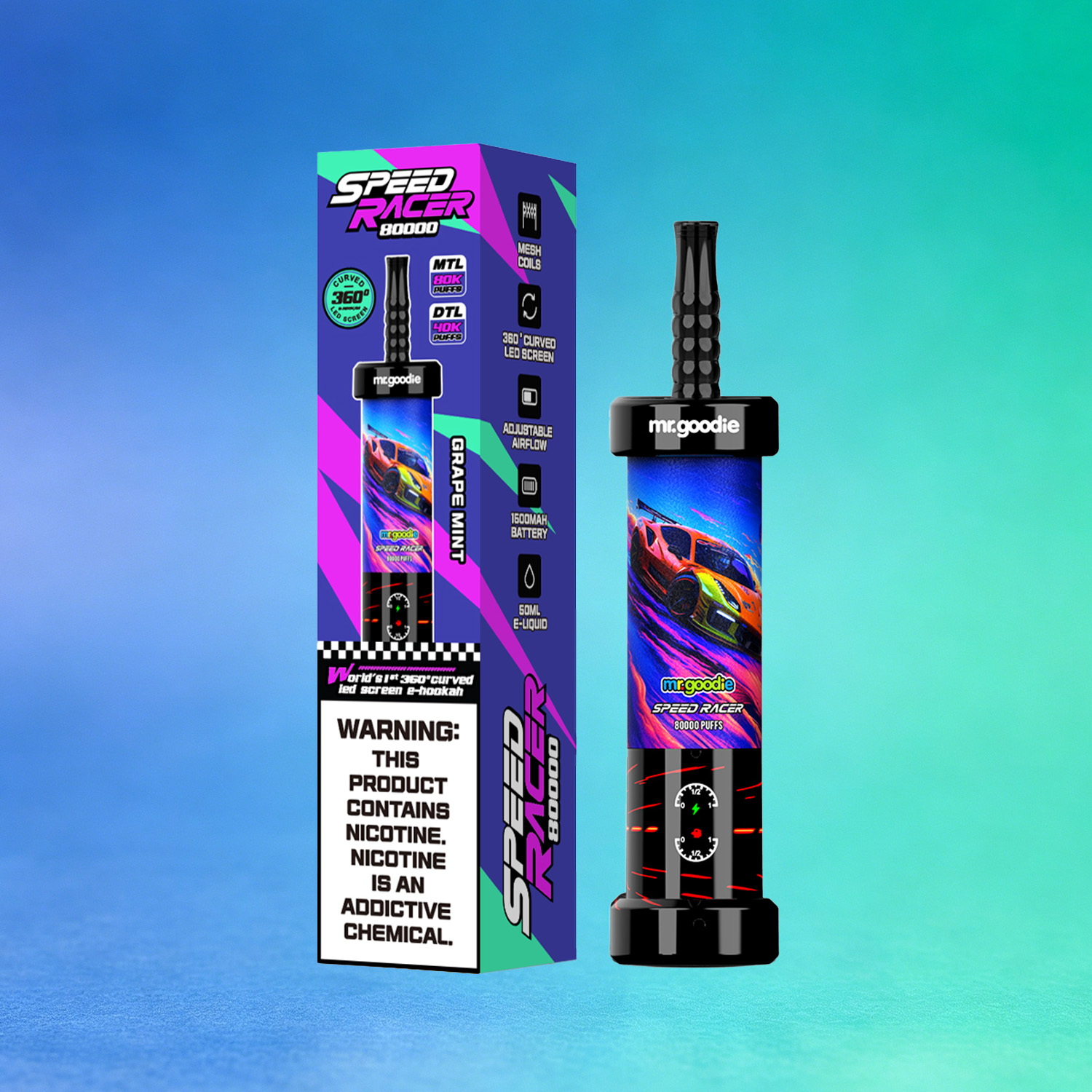 Mr. Goodie Speed Racer 80K 80000 Puffs Disposable Vape Dual Mode Rechargeable LED Display E-Cigarette 