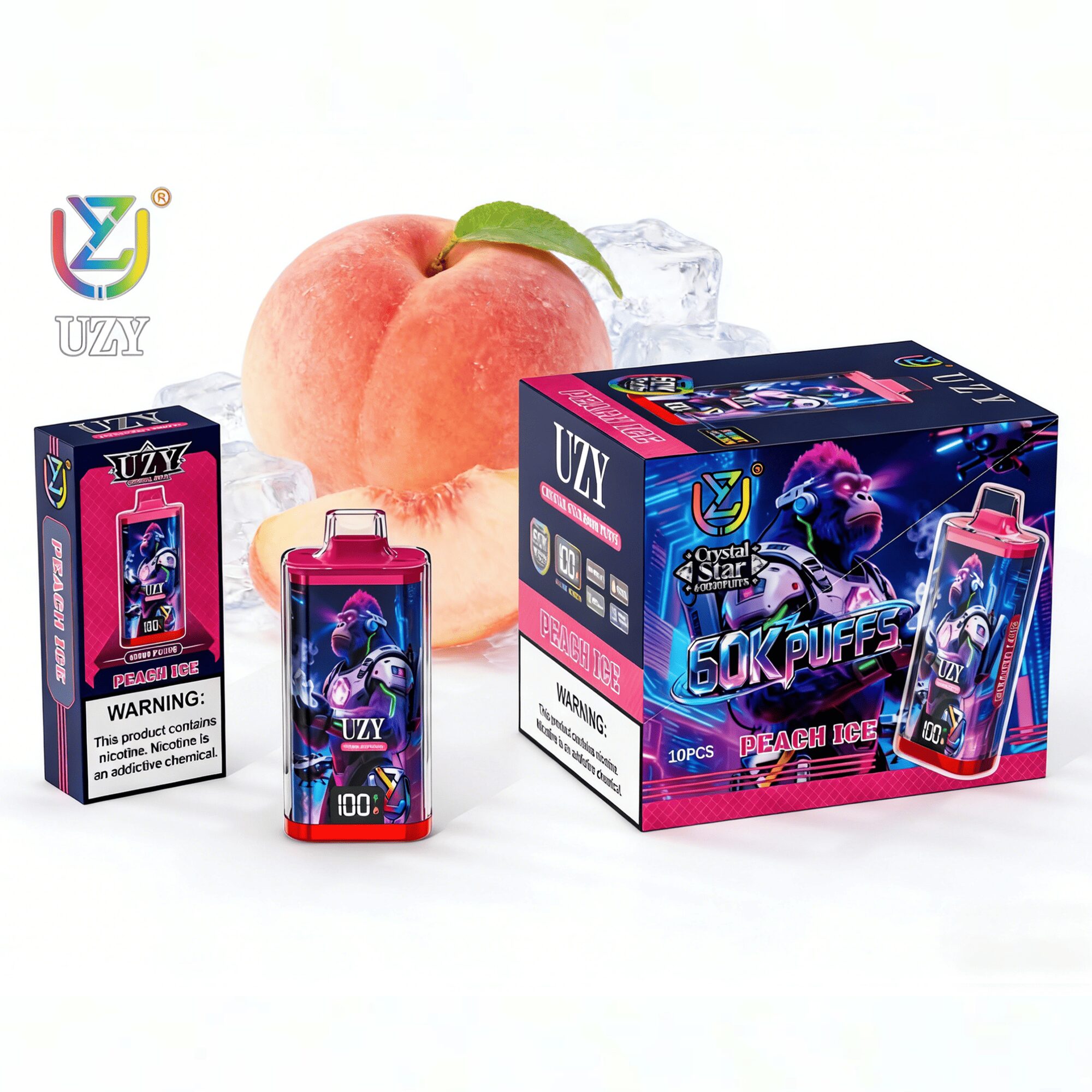 UZY Crystal Star 60000 60K Puffs Smart Display Rechargeable Original Disposable Vape 