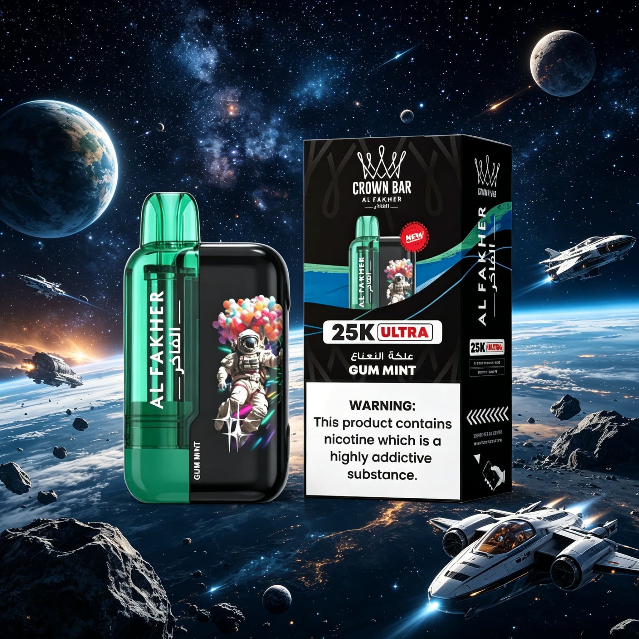 AL Fakher Crown Bar Ultra 25K 25000 Puffs Dual Mode Rechargeable LED Display E-Cigarette 