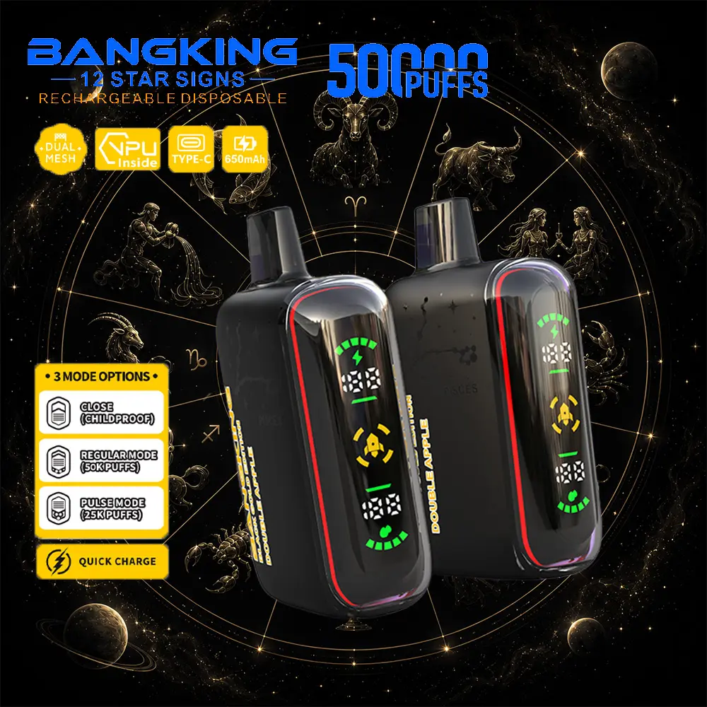 Bang King 12 Star Signs 50K 50000 Puffs Dual Mesh LED Display Disposable Vape 