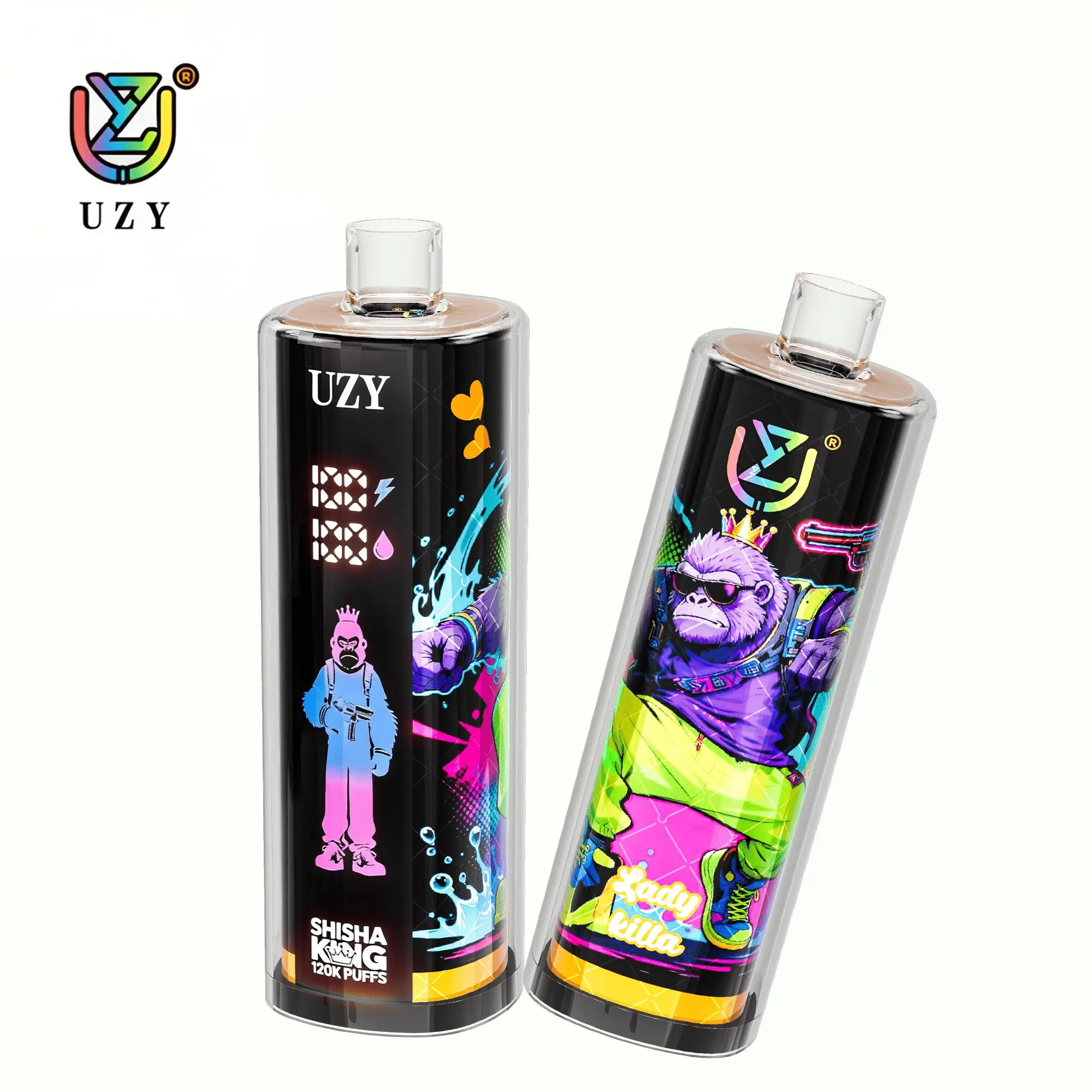 UZY Shisha Hookah King 120000 120K Puffs Smart Screen Original LED Display Disposable DTL Vape Pen 
