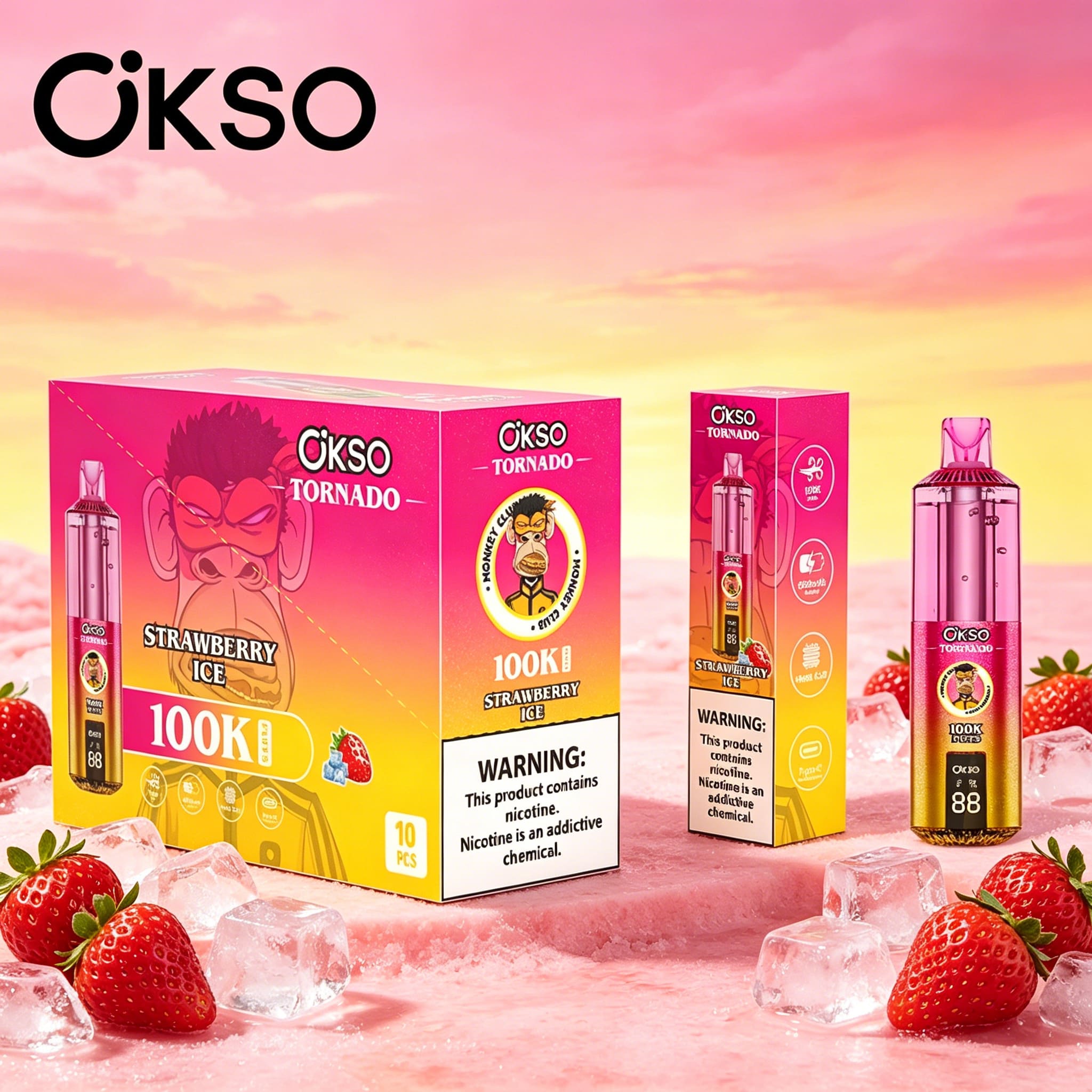 OKSO Tornado 100K 100000 Puffs RGB LED Rechargeable Original Visual Oil Vape 