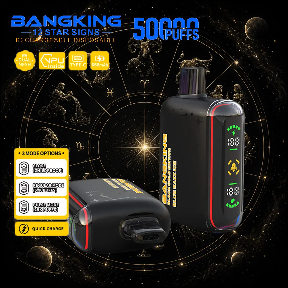Bang King 12 Star Signs 50K 50000 Puffs Dual Mesh LED Display Disposable Vape 