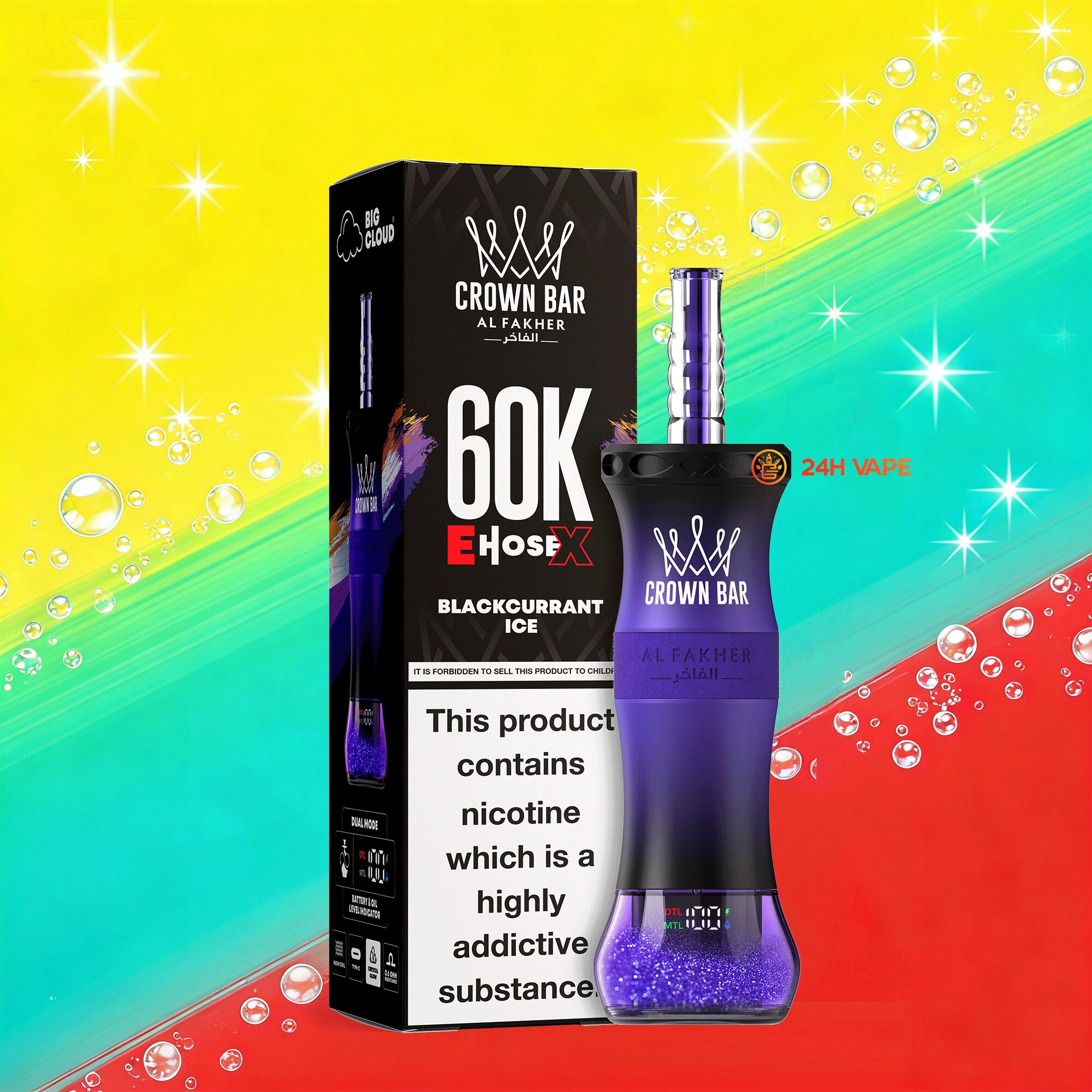 Al Fakher Crown Bar E-Hose X 60k 60000 Puffs Dual Mode LCD Display Disposable Vape Pen EU Warehouse 