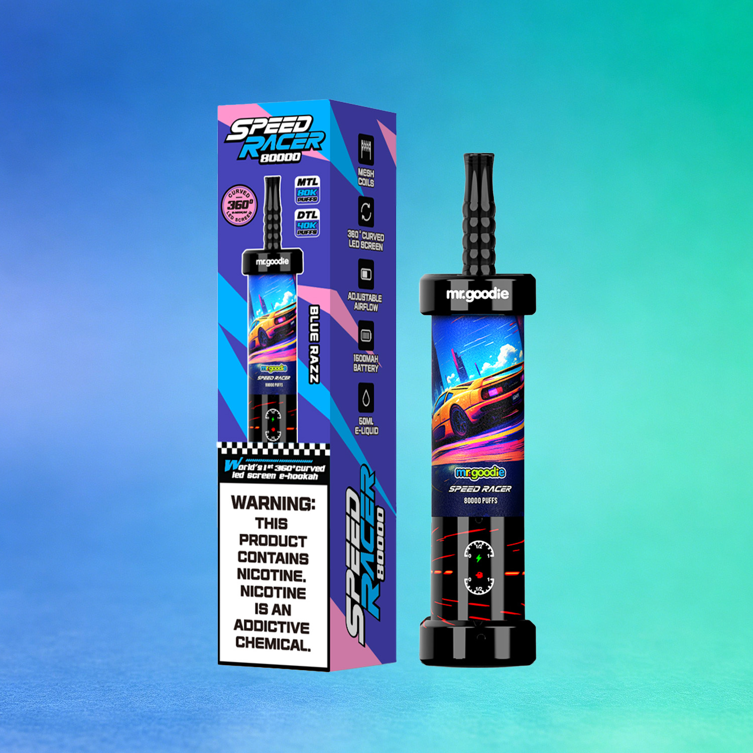 Mr. Goodie Speed Racer 80K 80000 Puffs Disposable Vape Dual Mode Rechargeable LED Display E-Cigarette 
