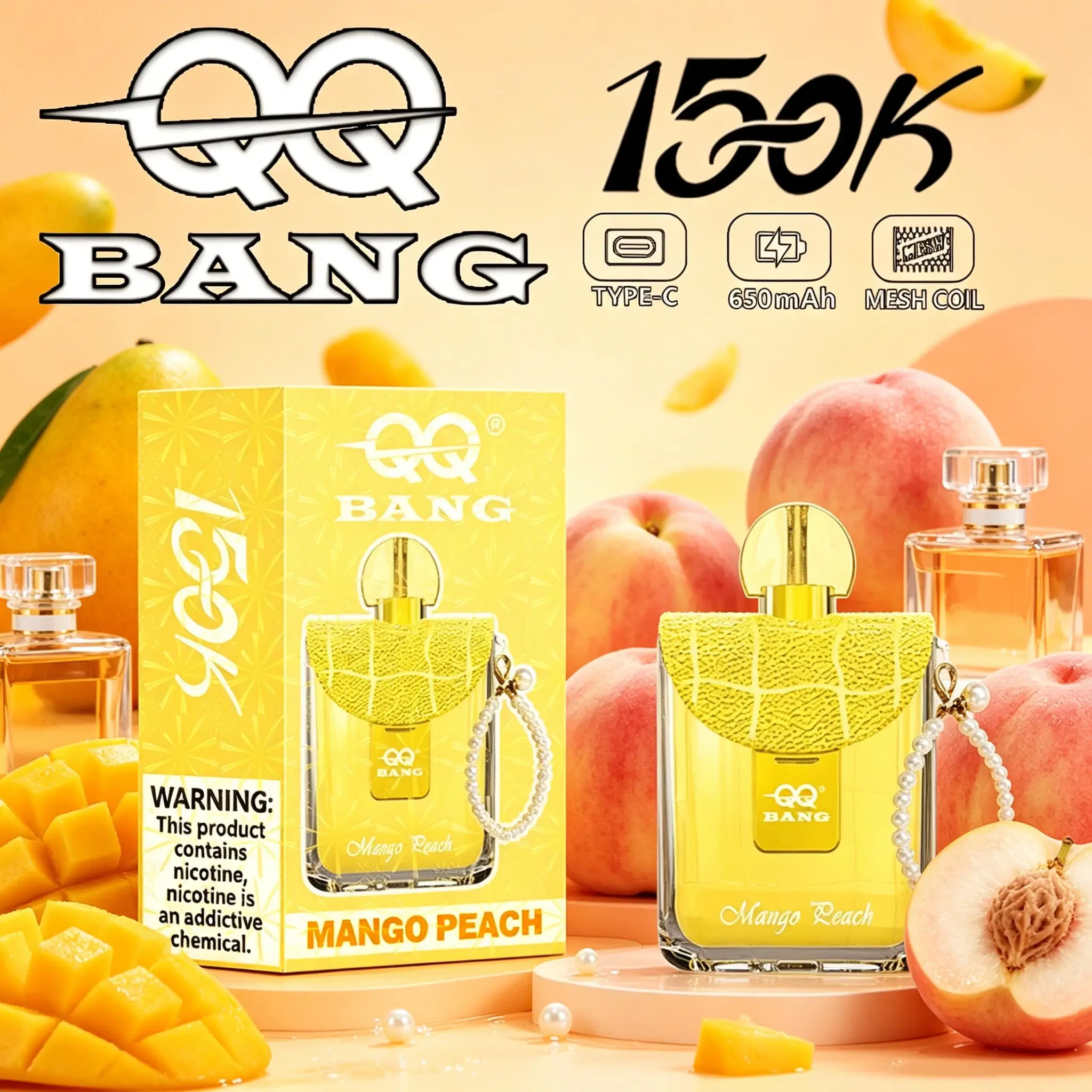 QQ Bang 150K Disposable Vape|Type-C Rechargeable Portable E-Cigarette 