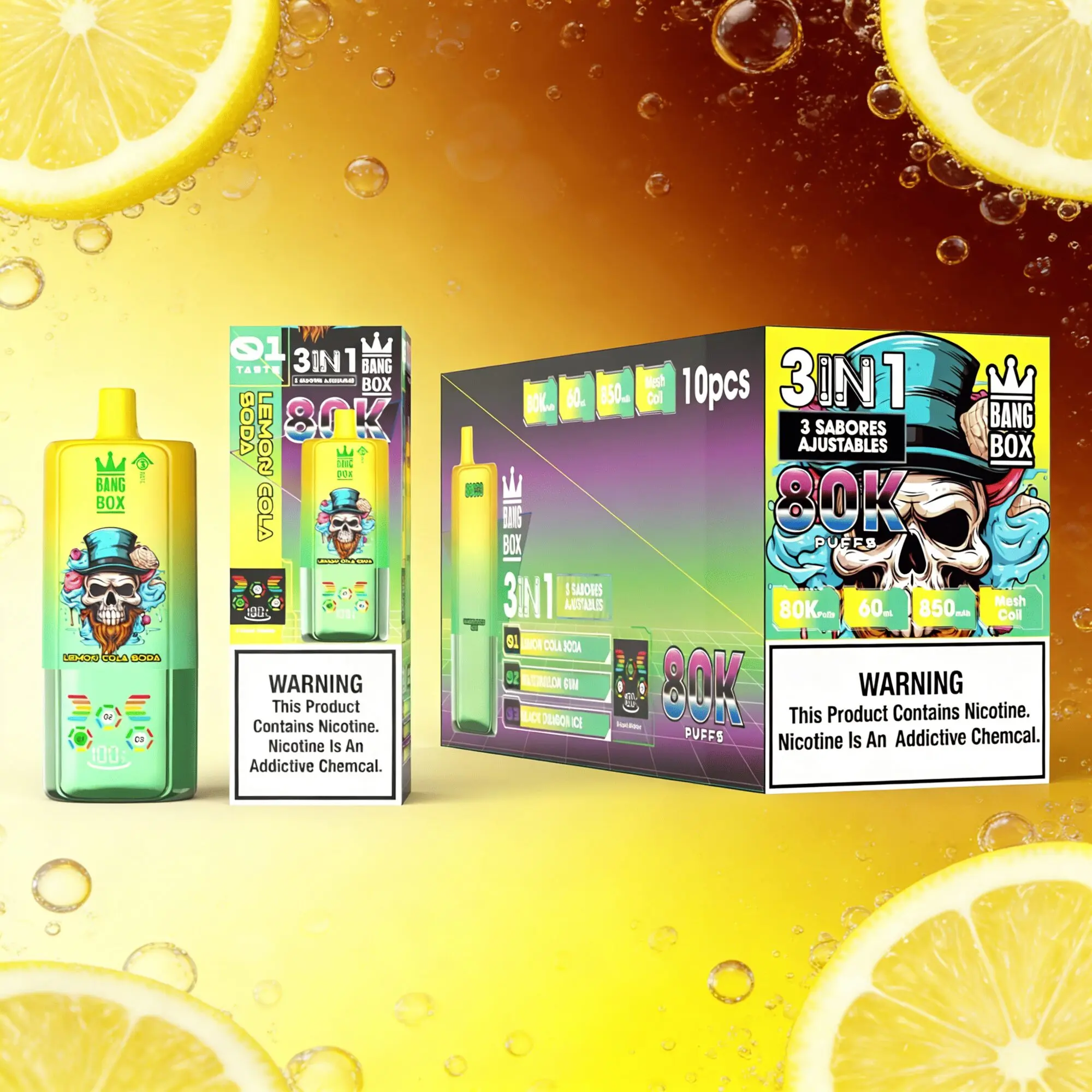 Bang Box 80000 80K Puffs 3 In 1 Flavors Original Rechargeable LED Display Disposable Vape 