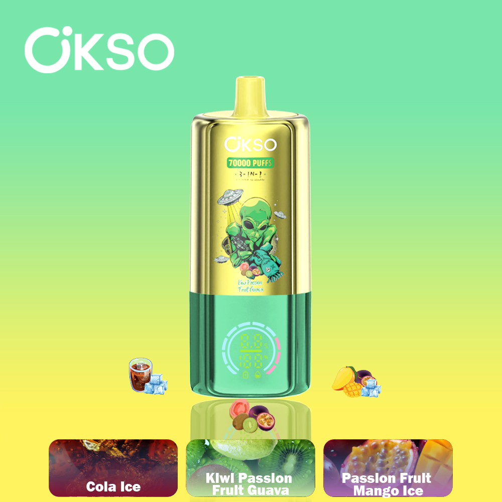 OKSO 3-IN-1 70000 70K Puffs 3 Flavors Adjustable LED Display Disposable Vape 