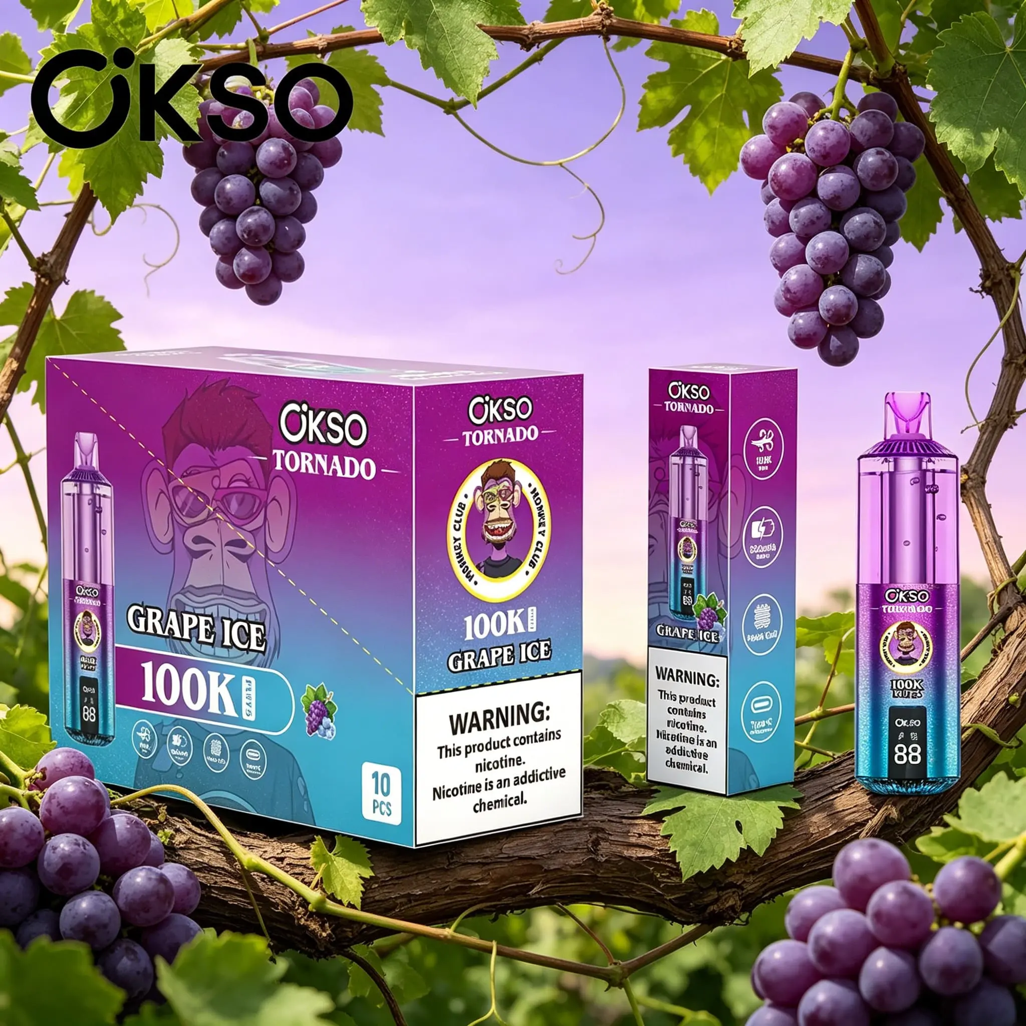 OKSO Tornado 100K 100000 Puffs RGB LED Rechargeable Original Visual Oil Vape 