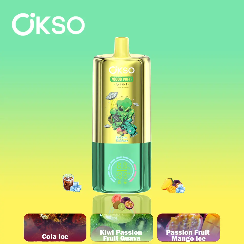 OKSO 3-IN-1 70000 70K Puffs 3 Flavors Adjustable LED Display Disposable Vape 
