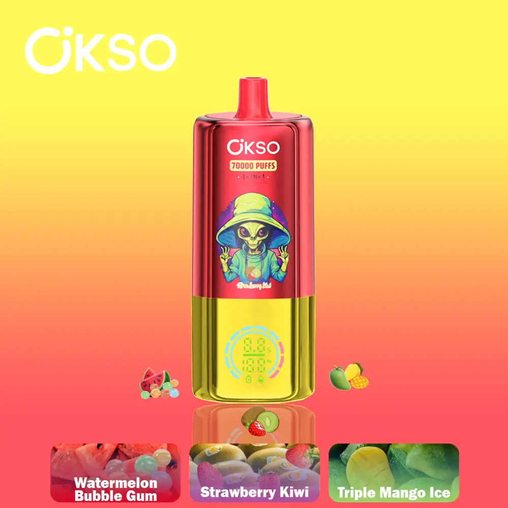 OKSO 3-IN-1 70000 70K Puffs 3 Flavors Adjustable LED Display Disposable Vape 