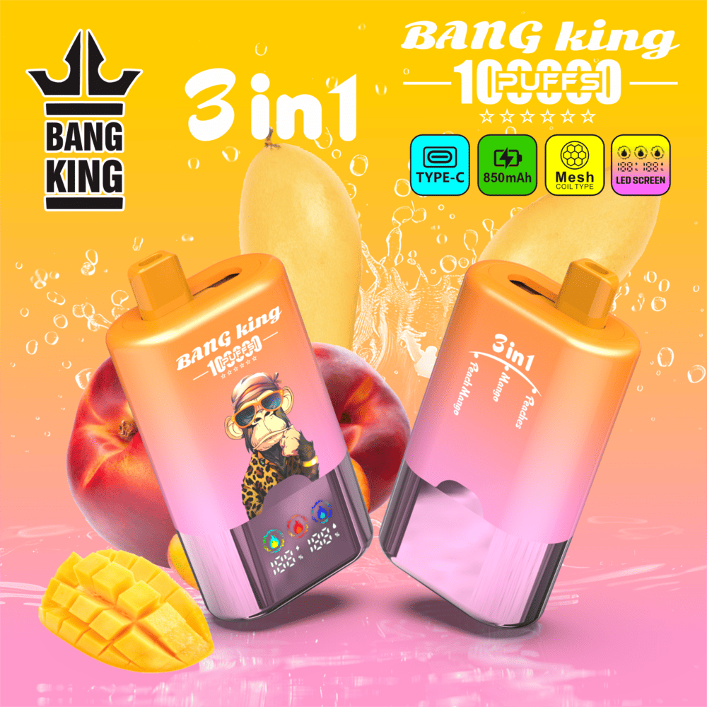 Bang King 100000 100K Puffs 3 In 1 Flavors Original Rechargeable LED Display Disposable Vape 