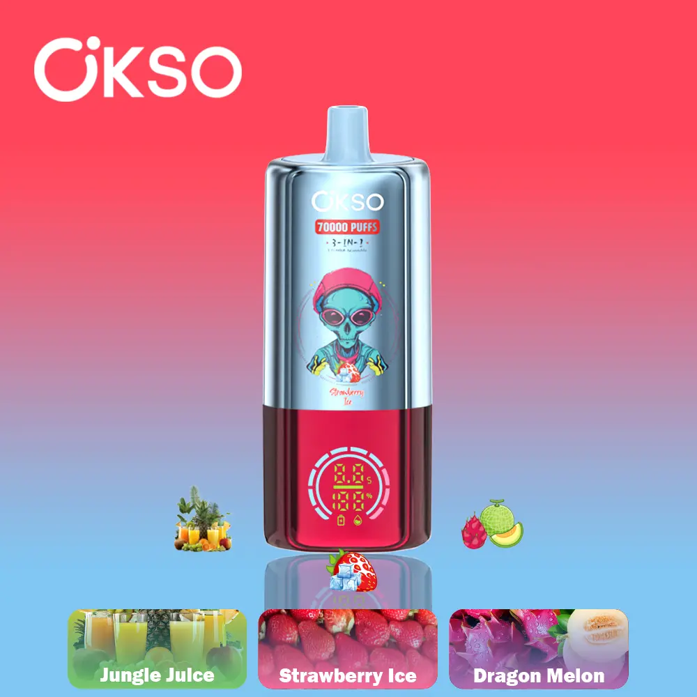 OKSO 3-IN-1 70000 70K Puffs 3 Flavors Adjustable LED Display Disposable Vape 