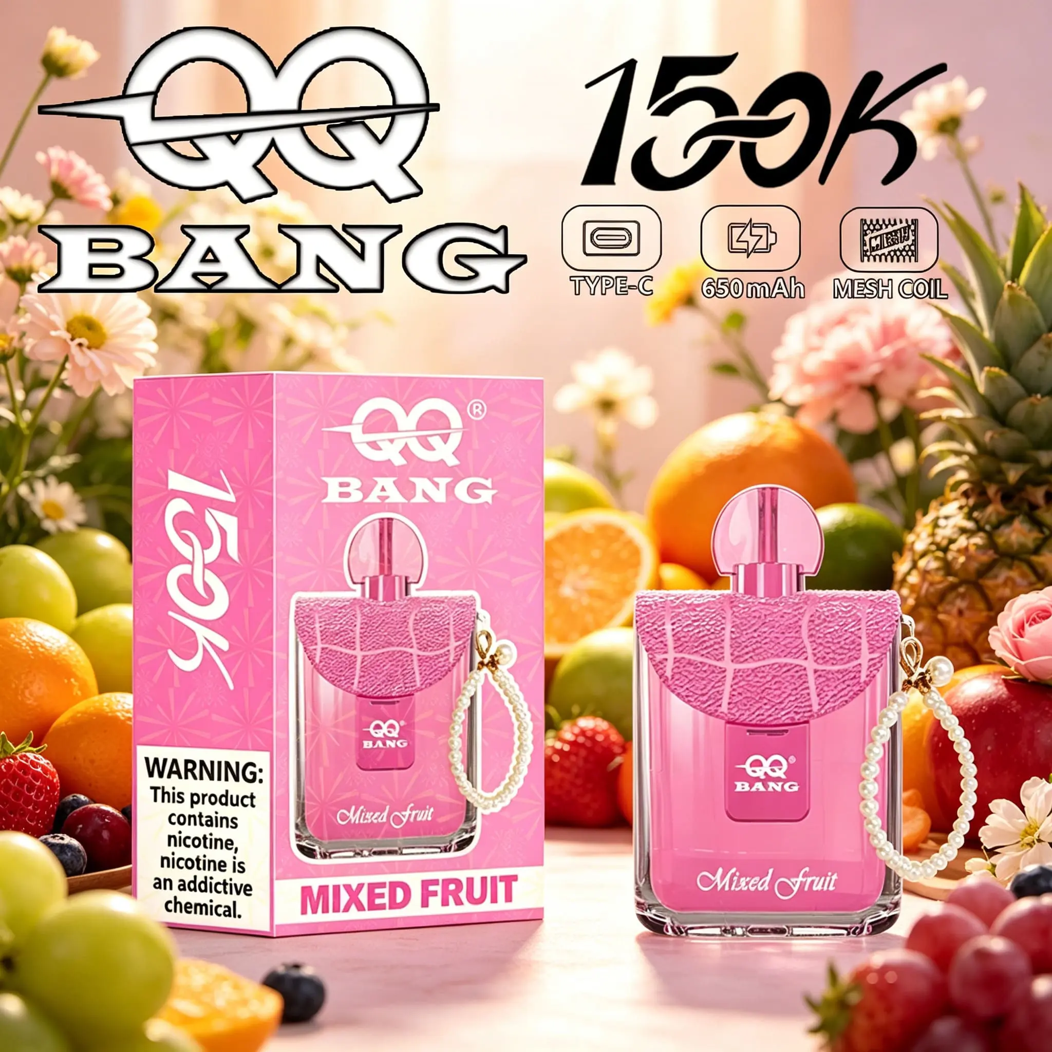 QQ Bang 150K Disposable Vape|Type-C Rechargeable Portable E-Cigarette 