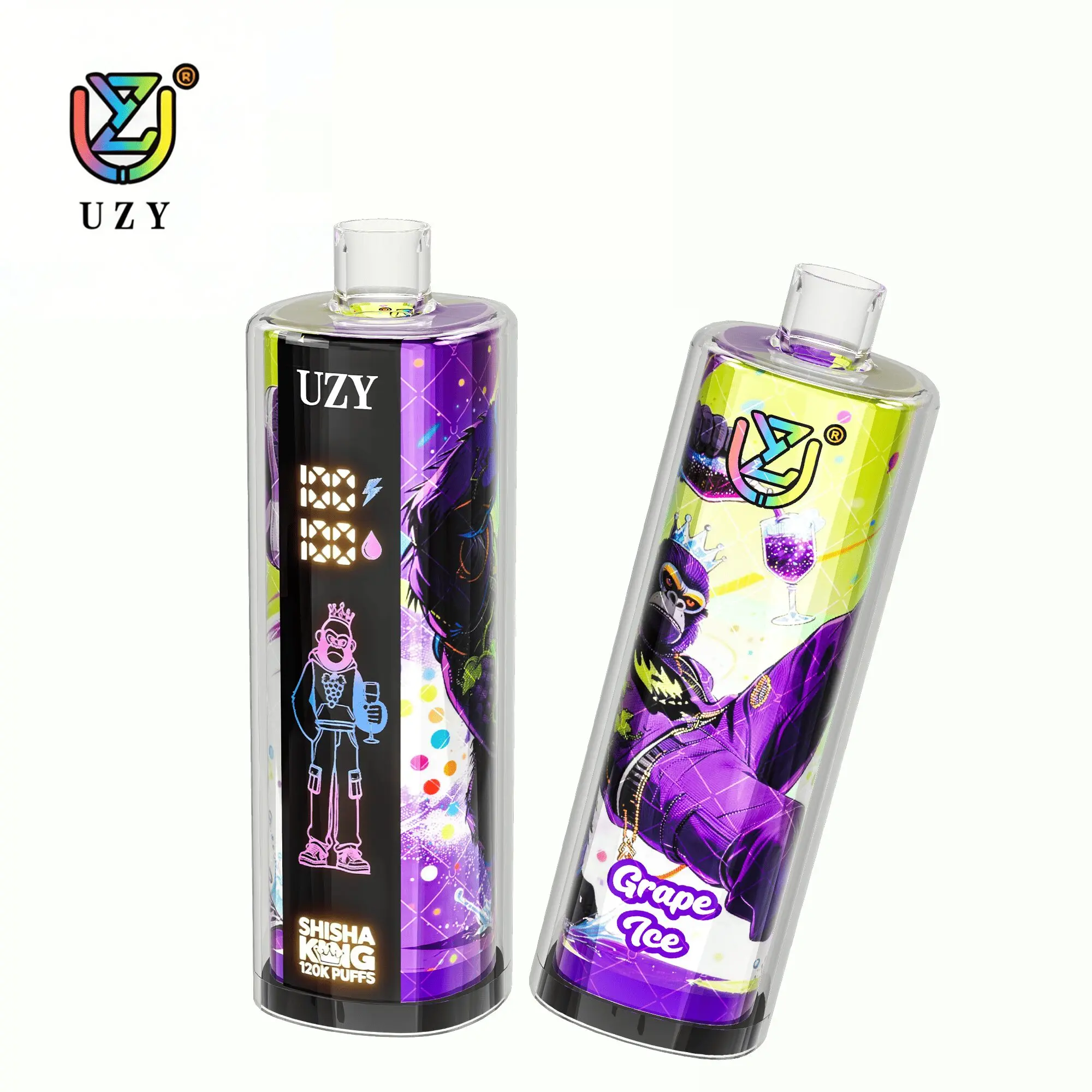 UZY Shisha Hookah King 120000 120K Puffs Smart Screen Original LED Display Disposable DTL Vape Pen 