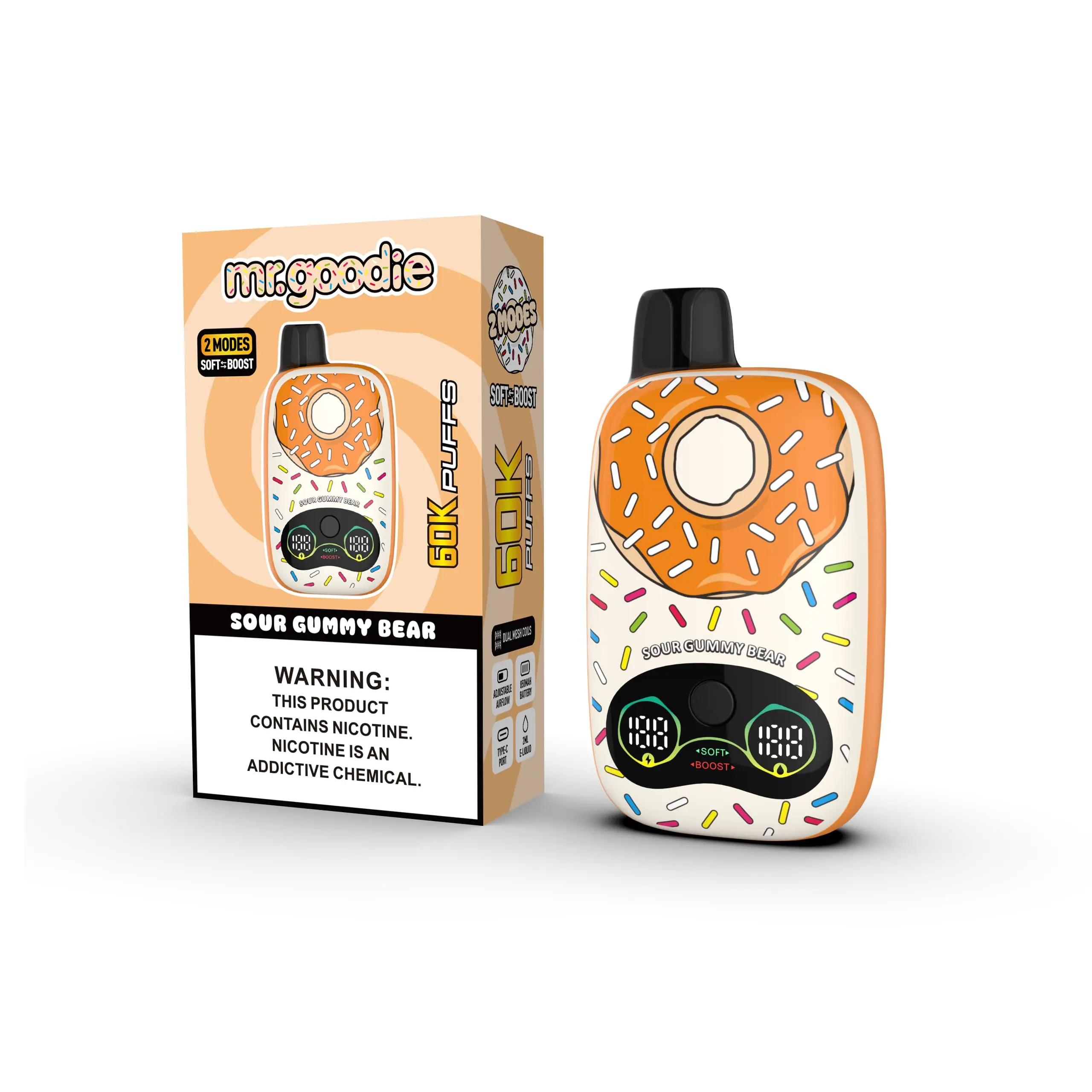 Mr.Goodie Donut 60000 60K Puffs Adjustable Airflow Dual Mesh Original Disposable Vape 