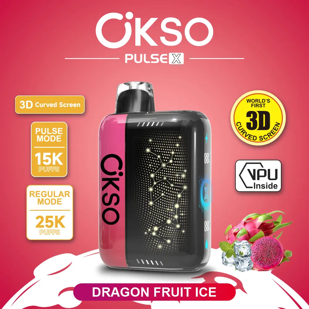 OKSO Pulse X 25000 25K Puffs Pulse/Regular Mode LED Display Disposable Vape 
