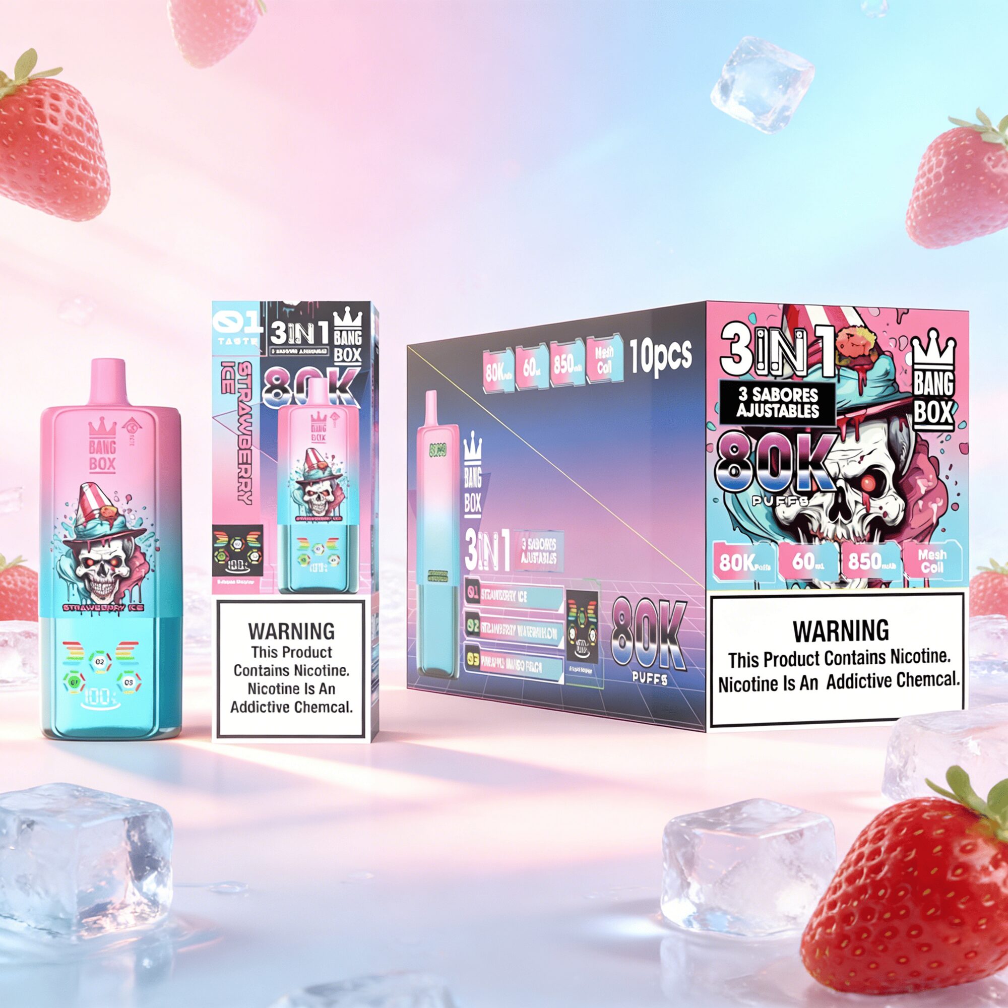 Bang Box 80000 80K Puffs 3 In 1 Flavors Original Rechargeable LED Display Disposable Vape 
