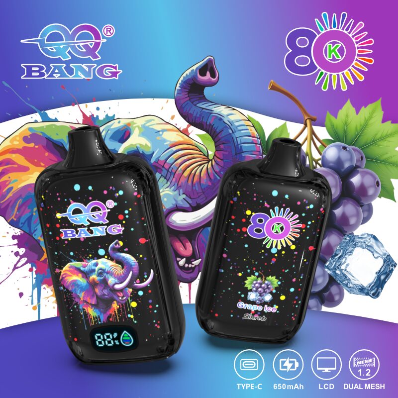 QQ Bang 80K Disposable Vape|Type-C Rechargeable LCD Display E-Cigarette 
