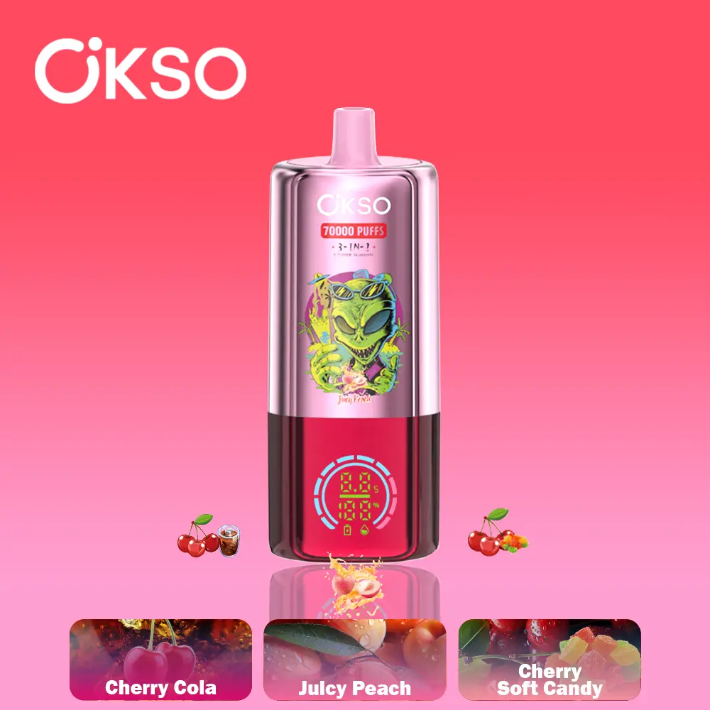 OKSO 3-IN-1 70000 70K Puffs 3 Flavors Adjustable LED Display Disposable Vape 