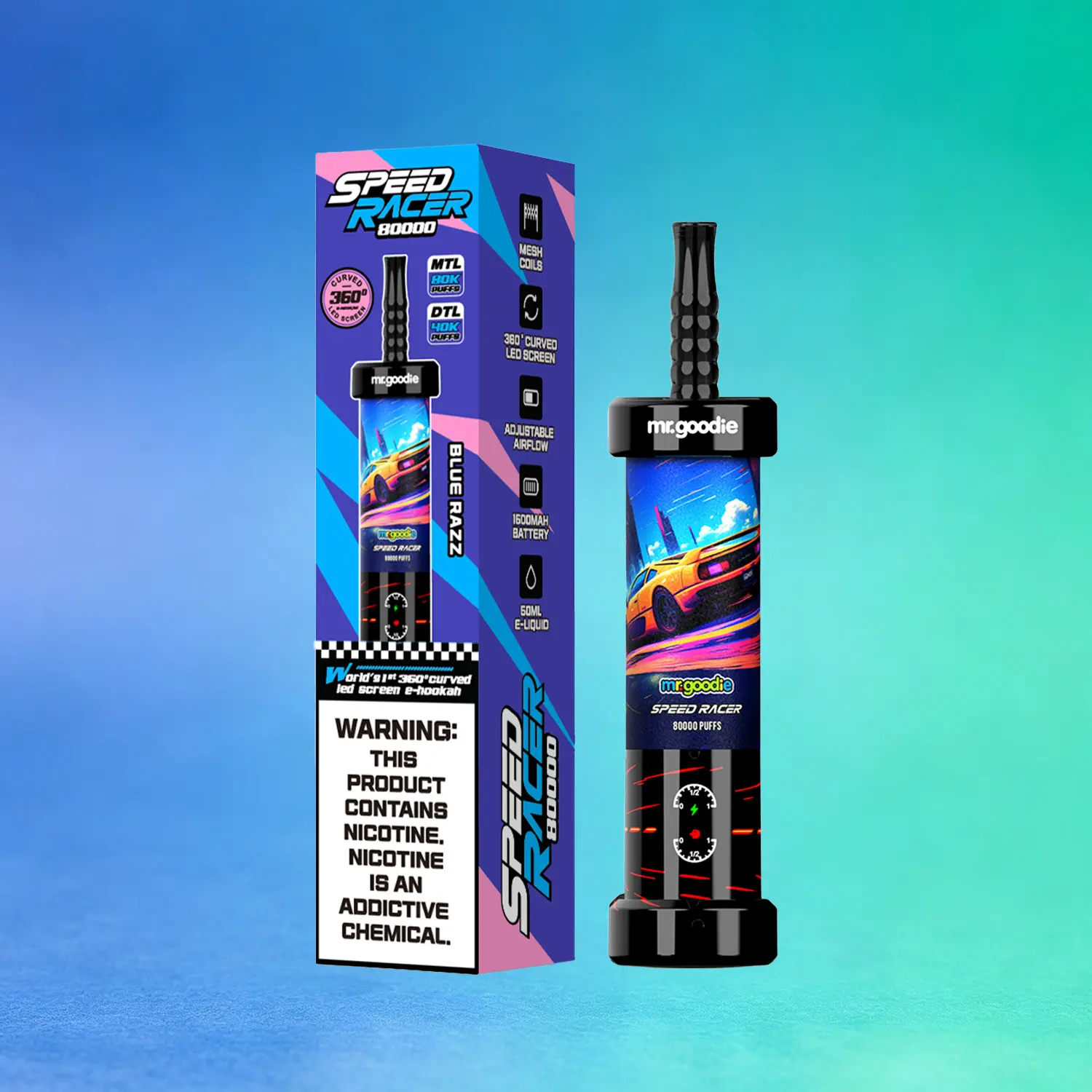 Mr. Goodie Speed Racer 80K 80000 Puffs Disposable Vape Dual Mode Rechargeable LED Display E-Cigarette 