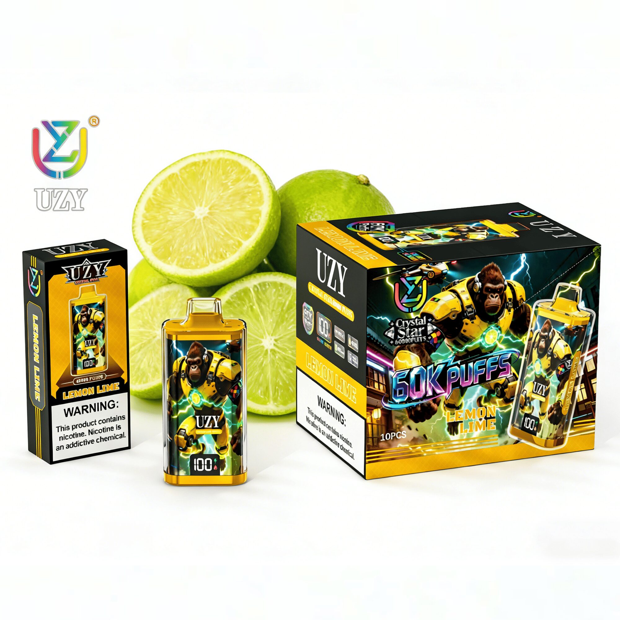UZY Crystal Star 60000 60K Puffs Smart Display Rechargeable Original Disposable Vape 