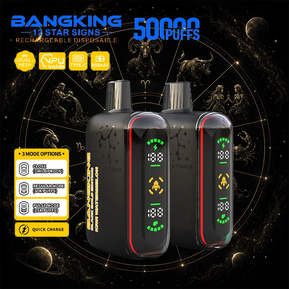 Bang King 12 Star Signs 50K 50000 Puffs Dual Mesh LED Display Disposable Vape 