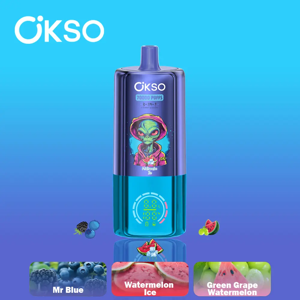 OKSO 3-IN-1 70000 70K Puffs 3 Flavors Adjustable LED Display Disposable Vape 