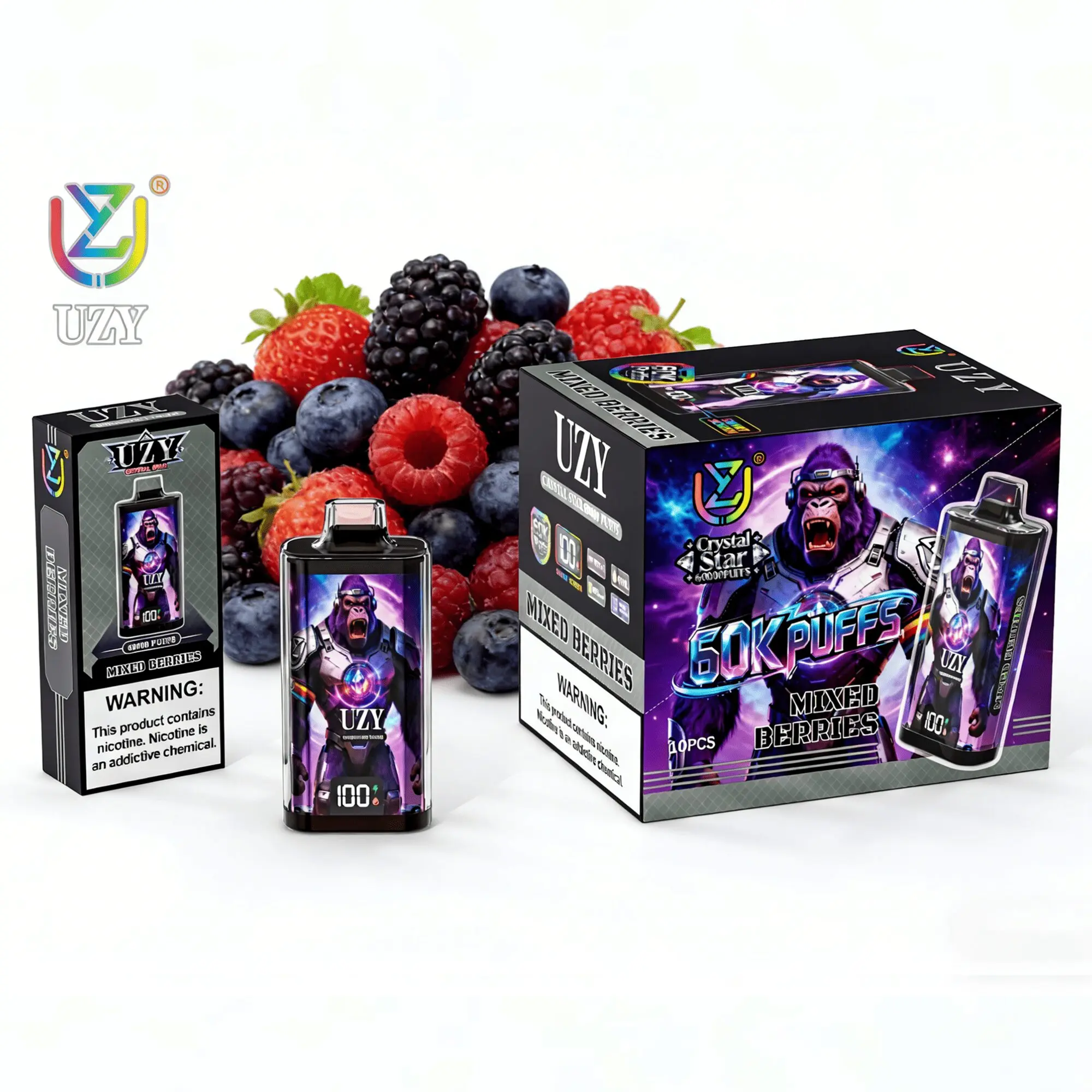 UZY Crystal Star 60000 60K Puffs Smart Display Rechargeable Original Disposable Vape 