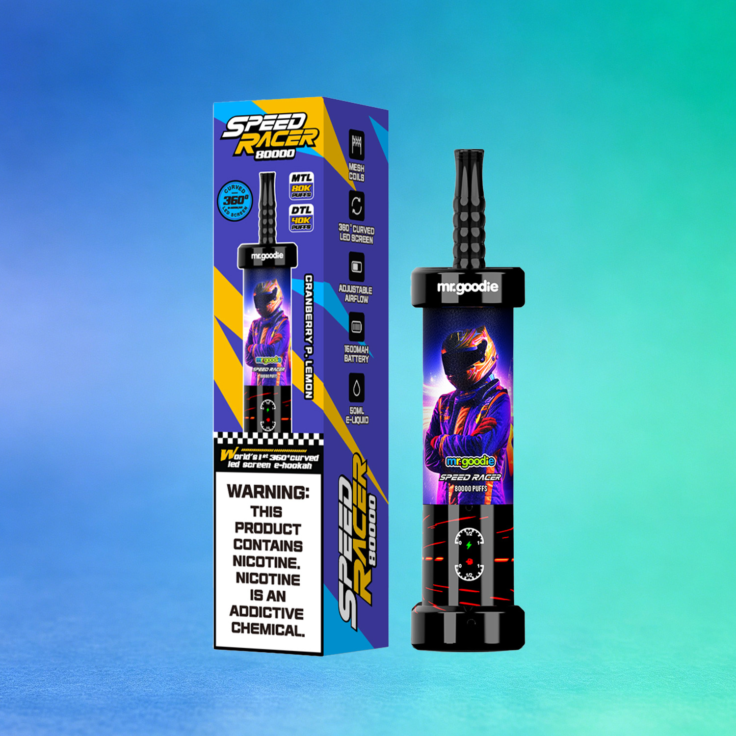 Mr. Goodie Speed Racer 80K 80000 Puffs Disposable Vape Dual Mode Rechargeable LED Display E-Cigarette 