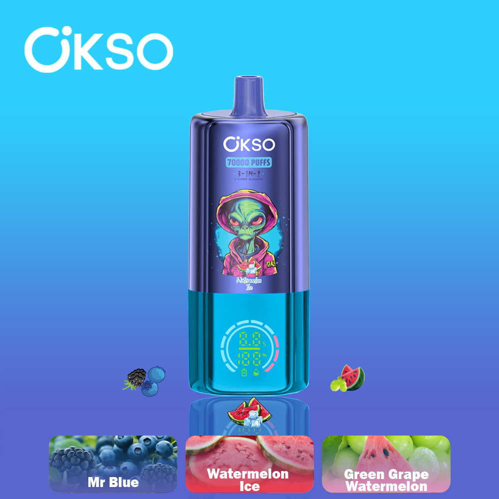 OKSO 3-IN-1 70000 70K Puffs 3 Flavors Adjustable LED Display Disposable Vape 