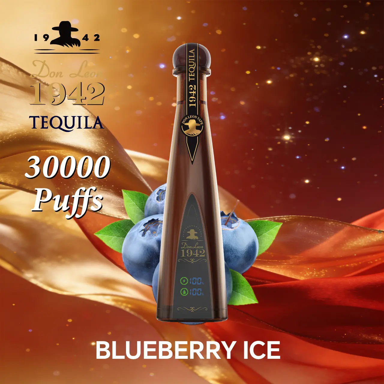 Solaris Tequila Don Leon 1942 30000 30K Puffs Original Rechargeable Battery Display Disposable Vape 
