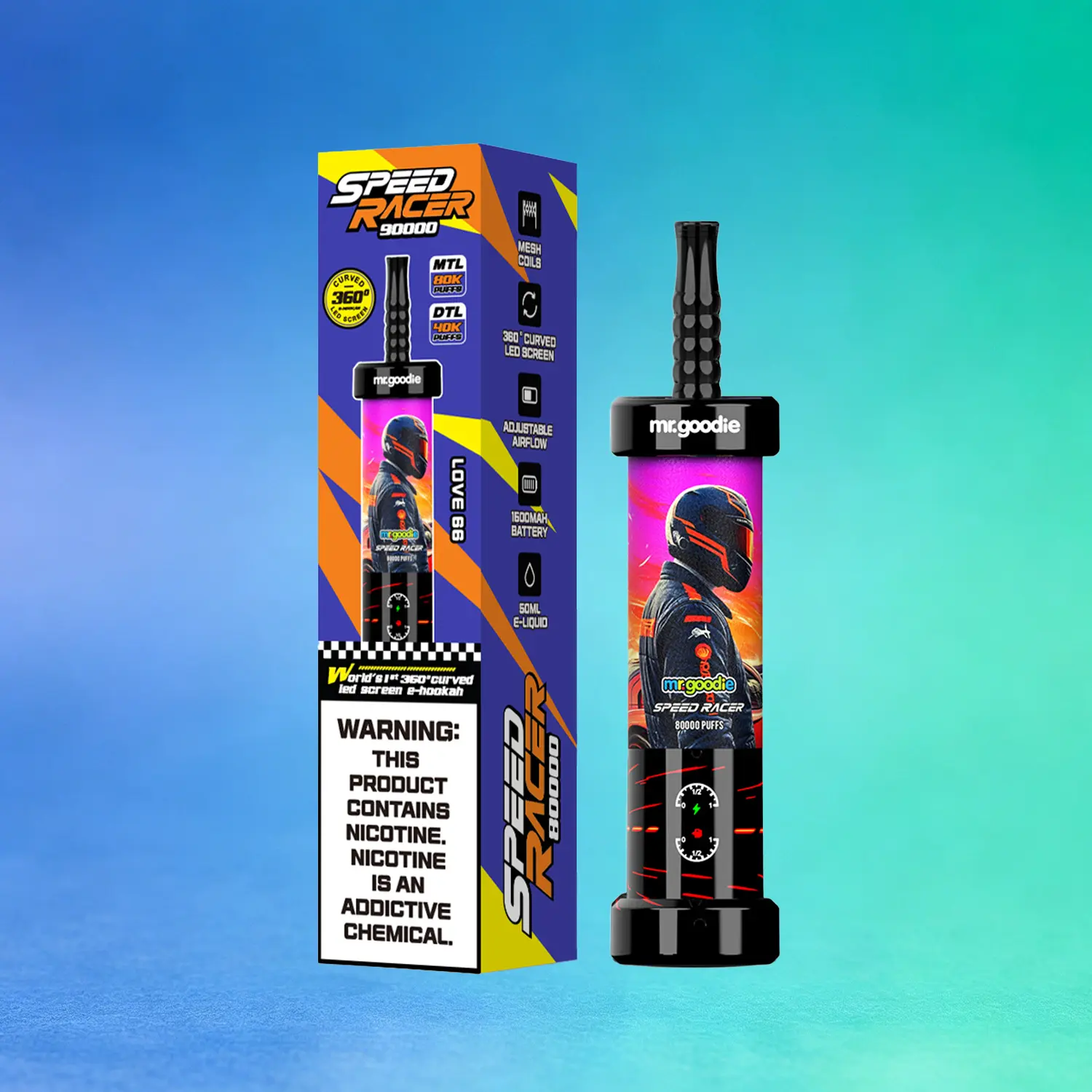 Mr. Goodie Speed Racer 80K 80000 Puffs Disposable Vape Dual Mode Rechargeable LED Display E-Cigarette 