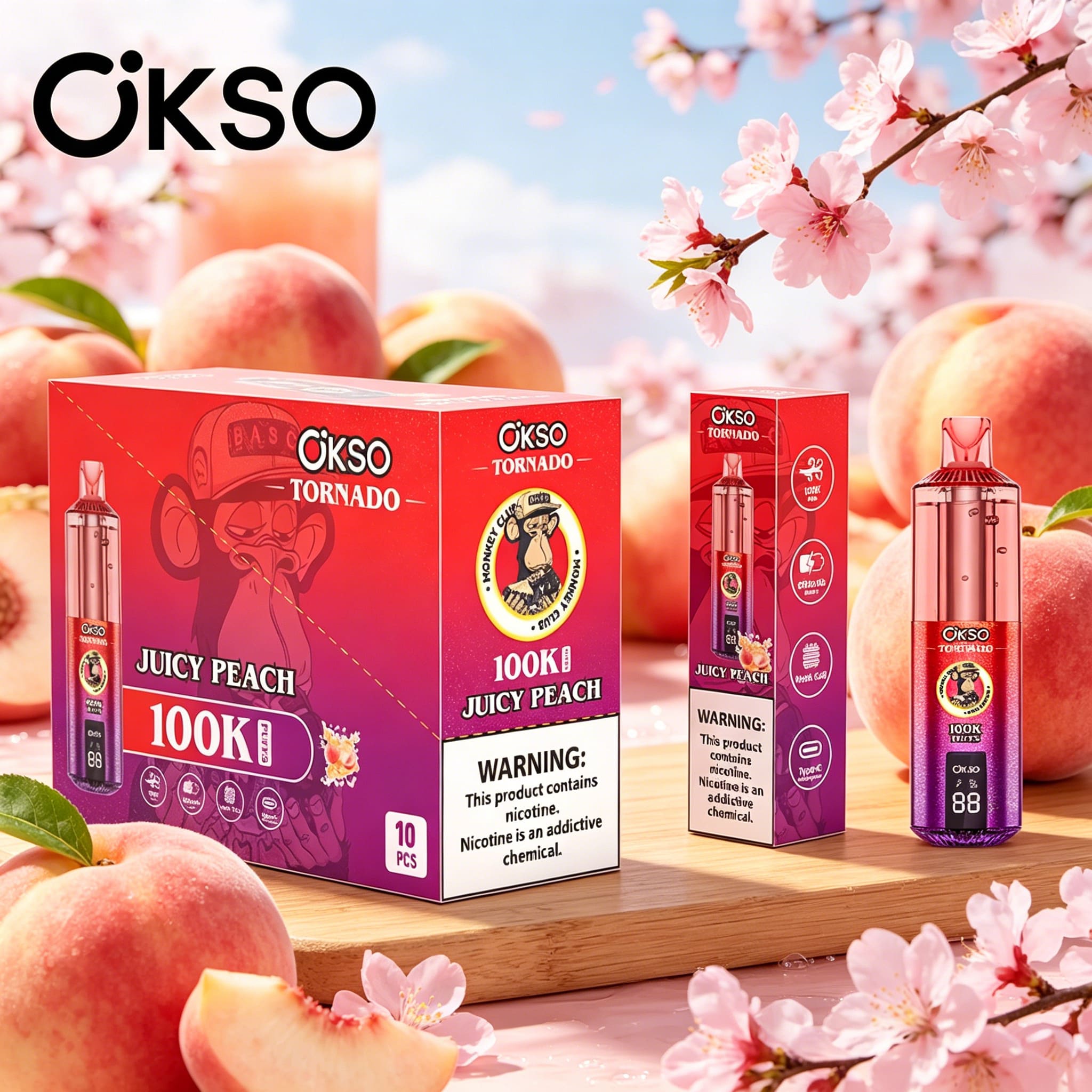 OKSO Tornado 100K 100000 Puffs RGB LED Rechargeable Original Visual Oil Vape 