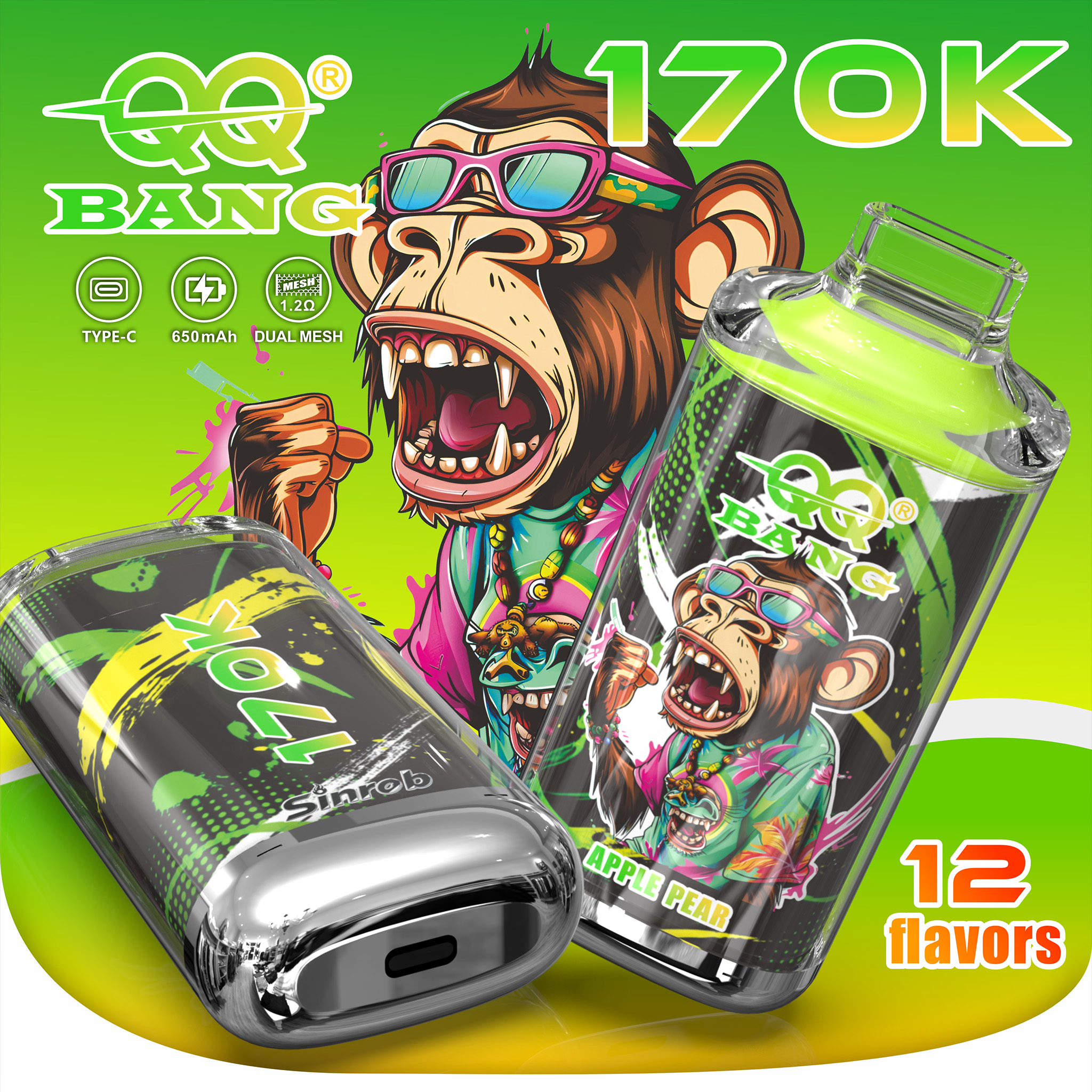 QQ Bang 170000 170K Dual Mesh Original Rechargeable Disposable Vape 