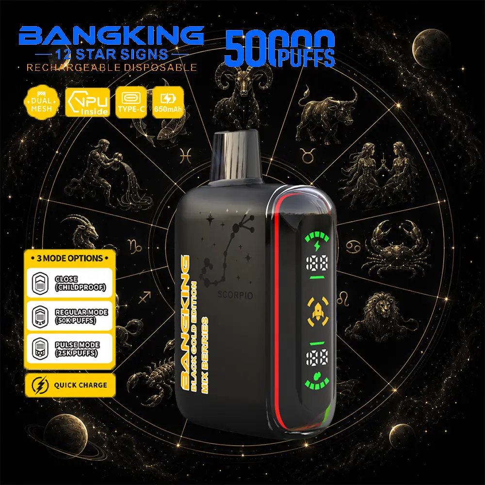 Bang King 12 Star Signs 50K 50000 Puffs Dual Mesh LED Display Disposable Vape 