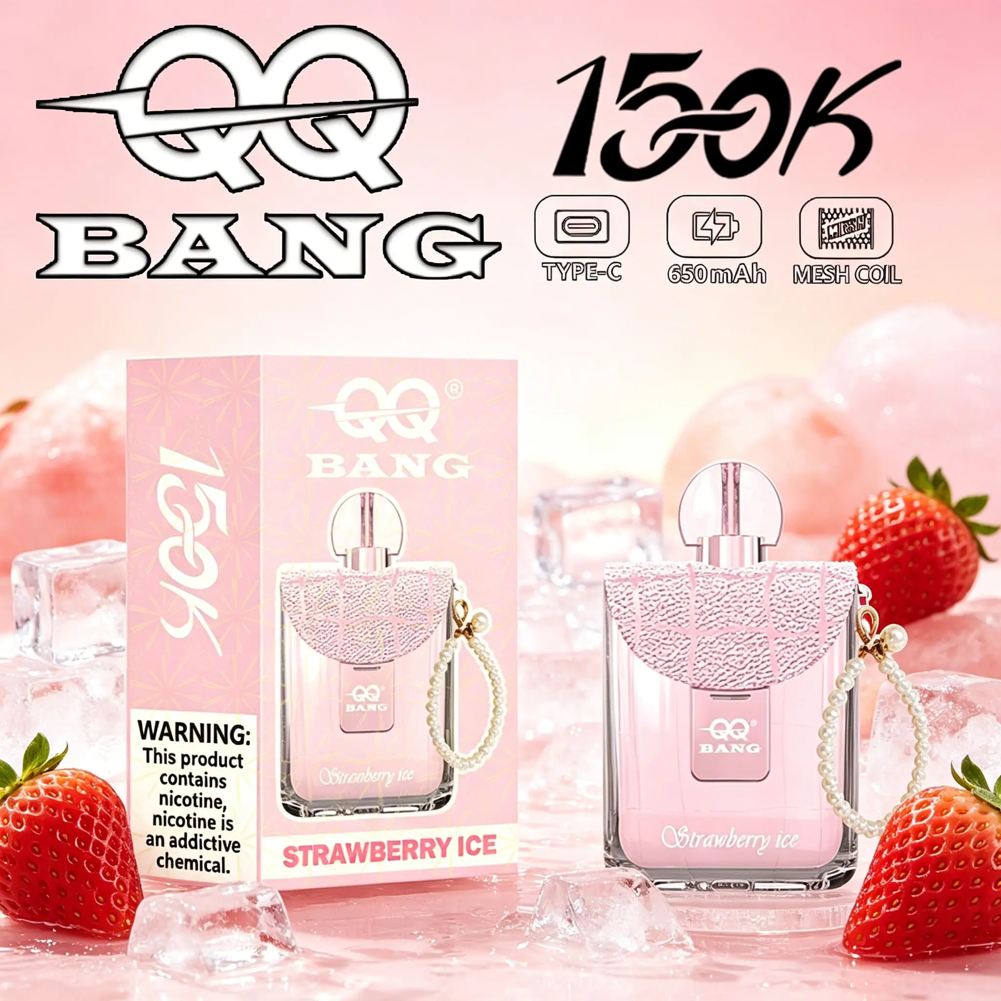 QQ Bang 150K Disposable Vape|Type-C Rechargeable Portable E-Cigarette 