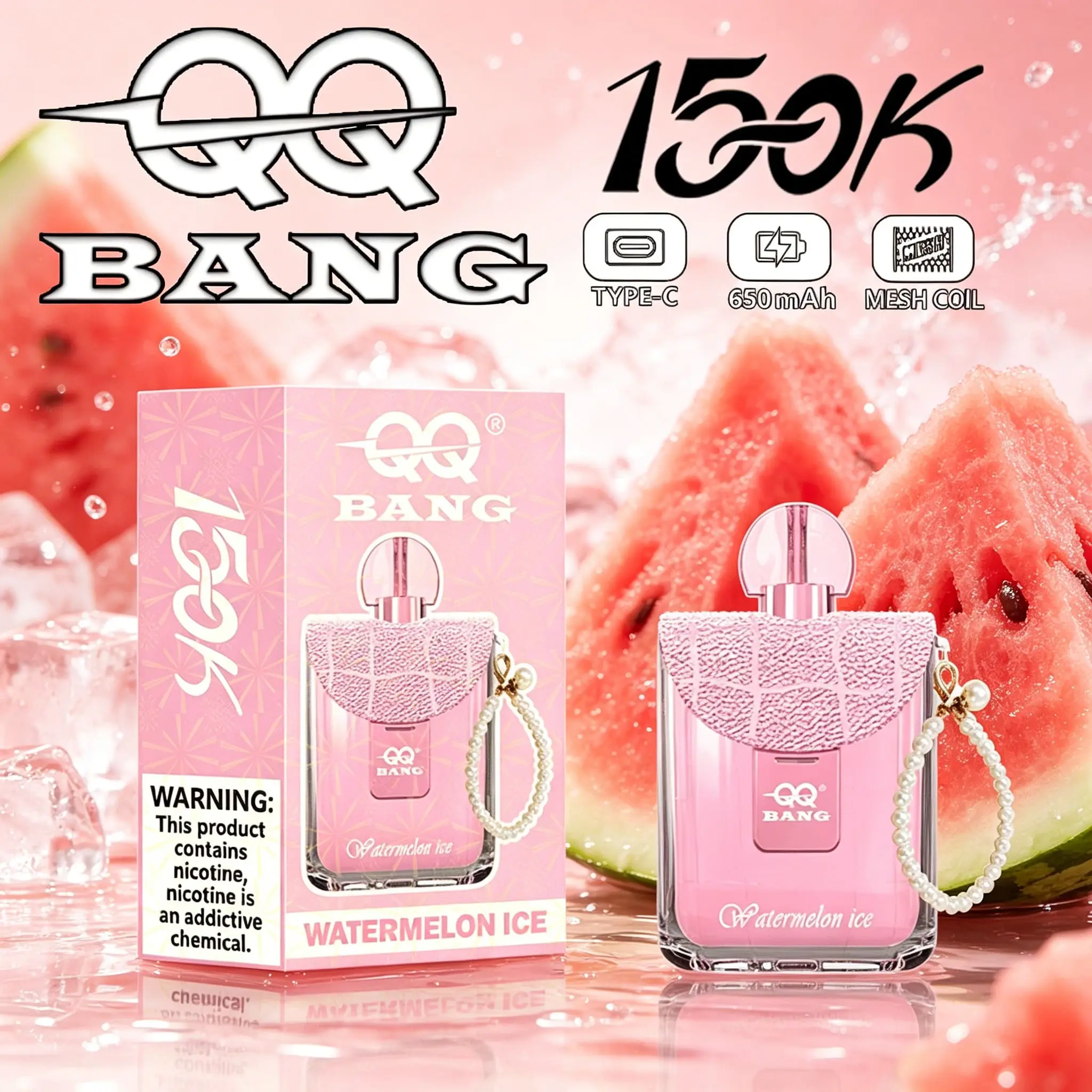 QQ Bang 150K Disposable Vape|Type-C Rechargeable Portable E-Cigarette 