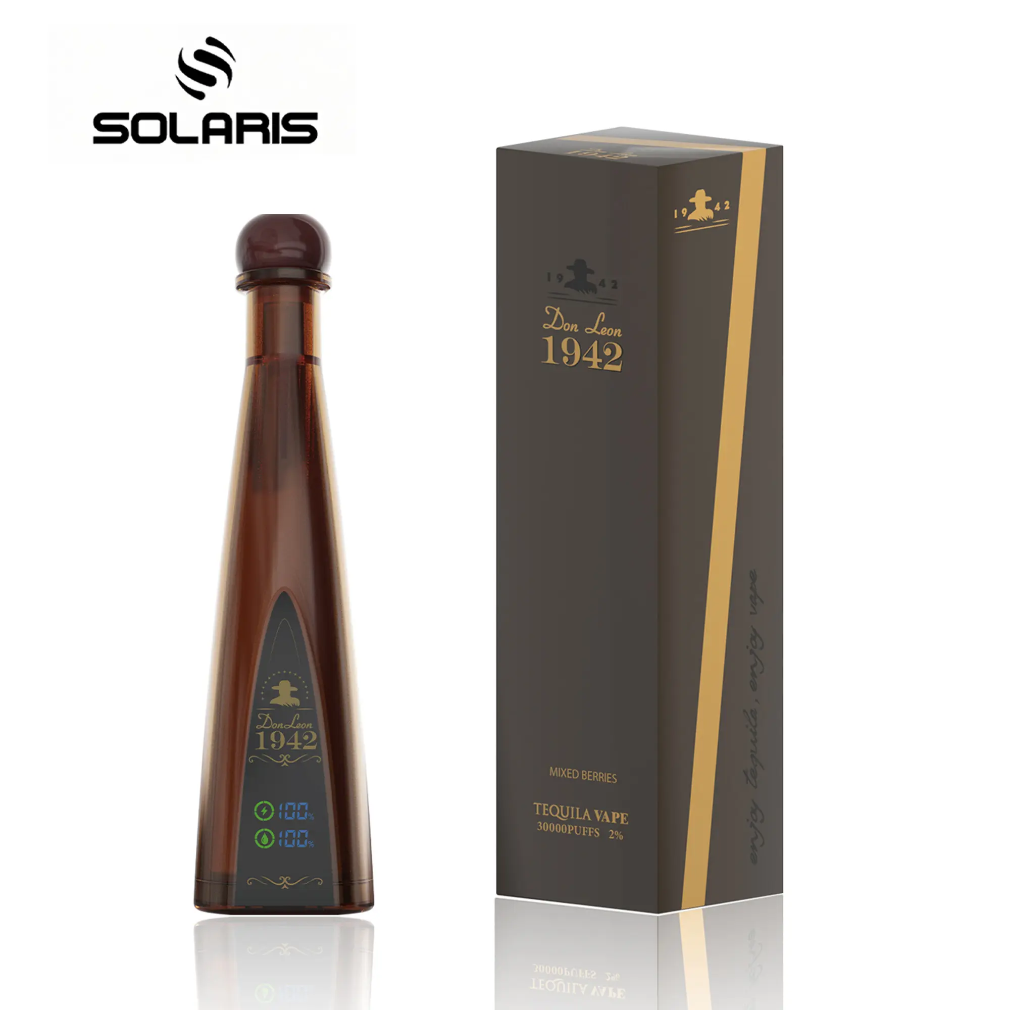 Solaris Tequila Don Leon 1942 30000 30K Puff Rechargeable Disposable Vape EU Warehouse 