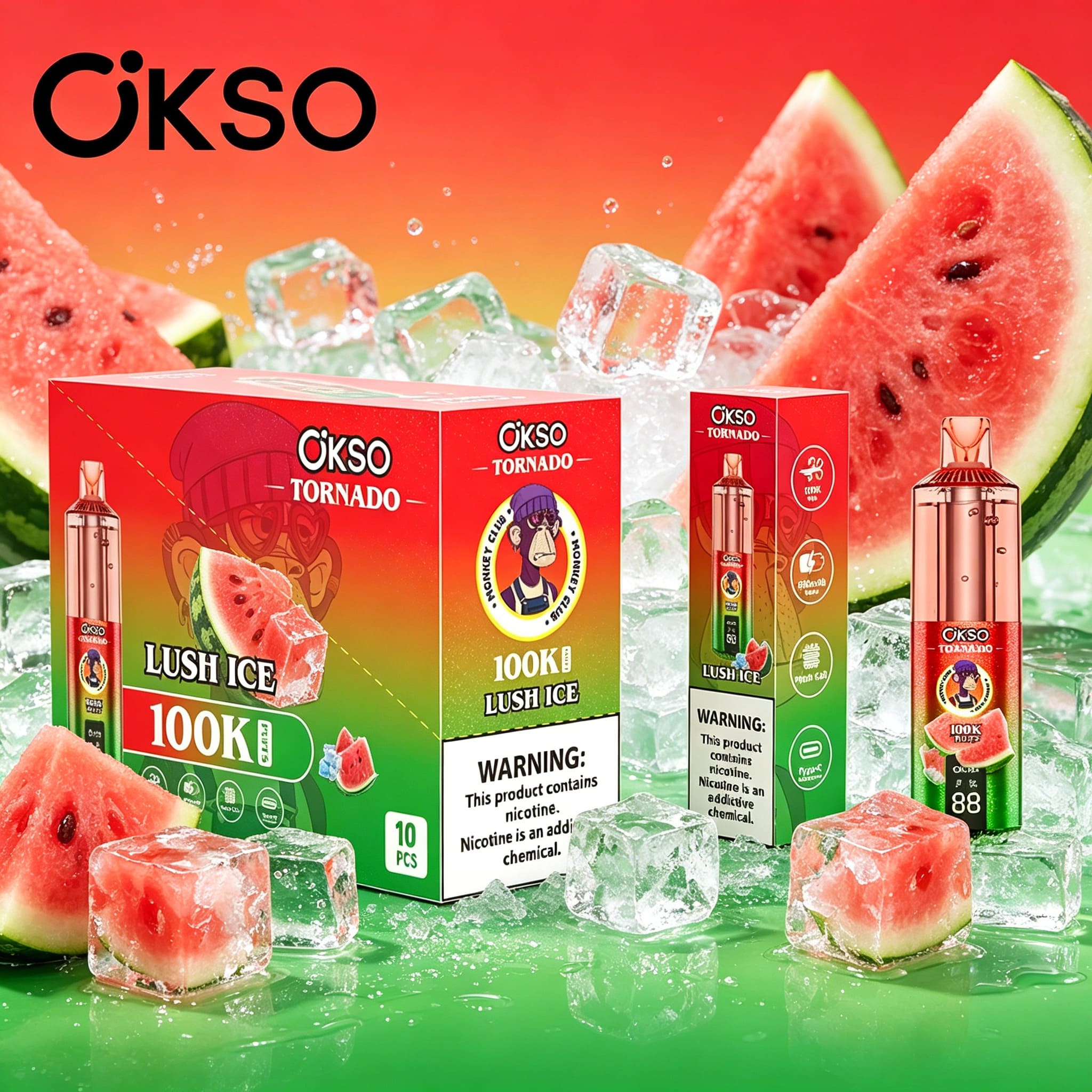 OKSO Tornado 100K 100000 Puffs RGB LED Rechargeable Original Visual Oil Vape 