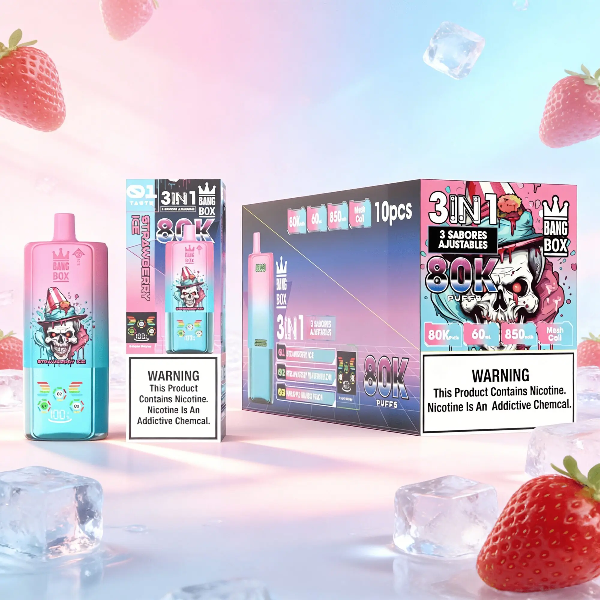 Bang Box 80000 80K Puffs 3 In 1 Flavors Original Rechargeable LED Display Disposable Vape 
