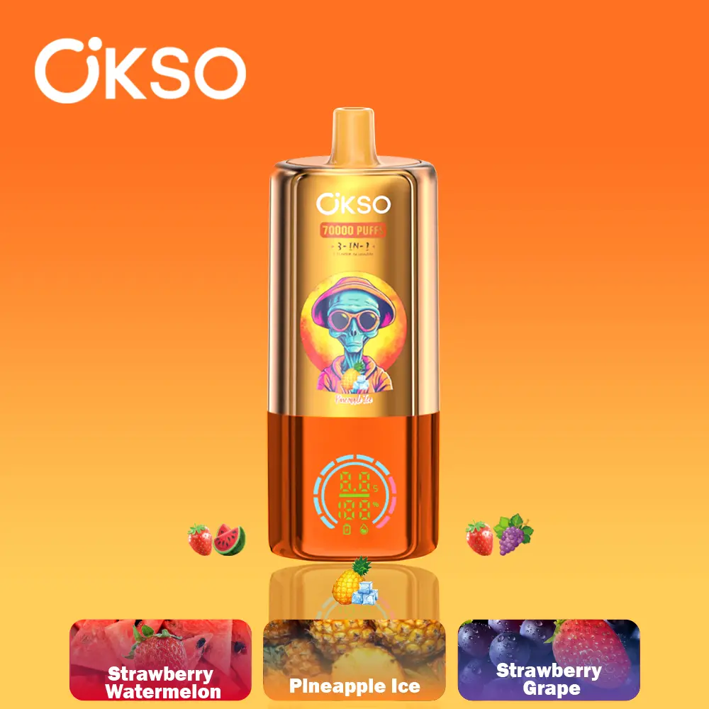 OKSO 3-IN-1 70000 70K Puffs 3 Flavors Adjustable LED Display Disposable Vape 